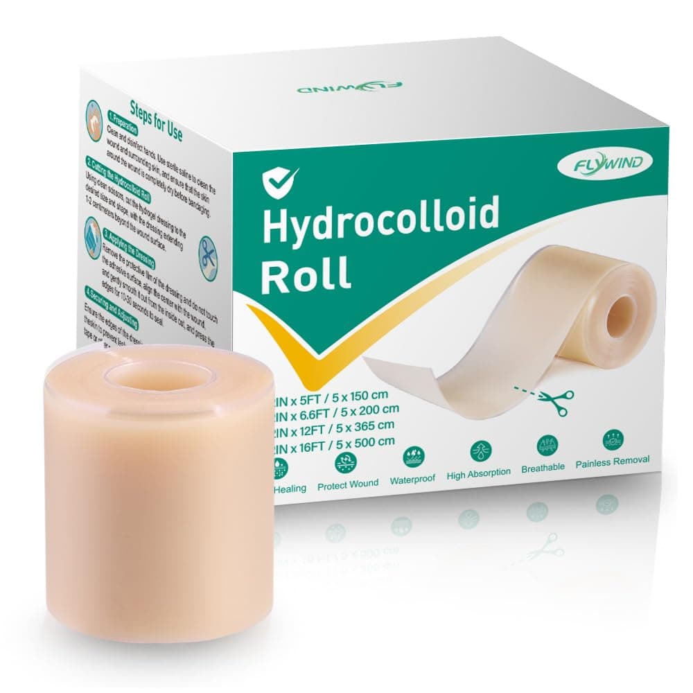 Hydrocolloid Roll 5cmx150cm, Hydrocolloid Roll, Pansement Hydrocolloïde Adhésif Imperméable pour Soins des Plaies, Rouleau Pansement Hydrocolloïde Cicatrisant Ampoule Respirante Découpable