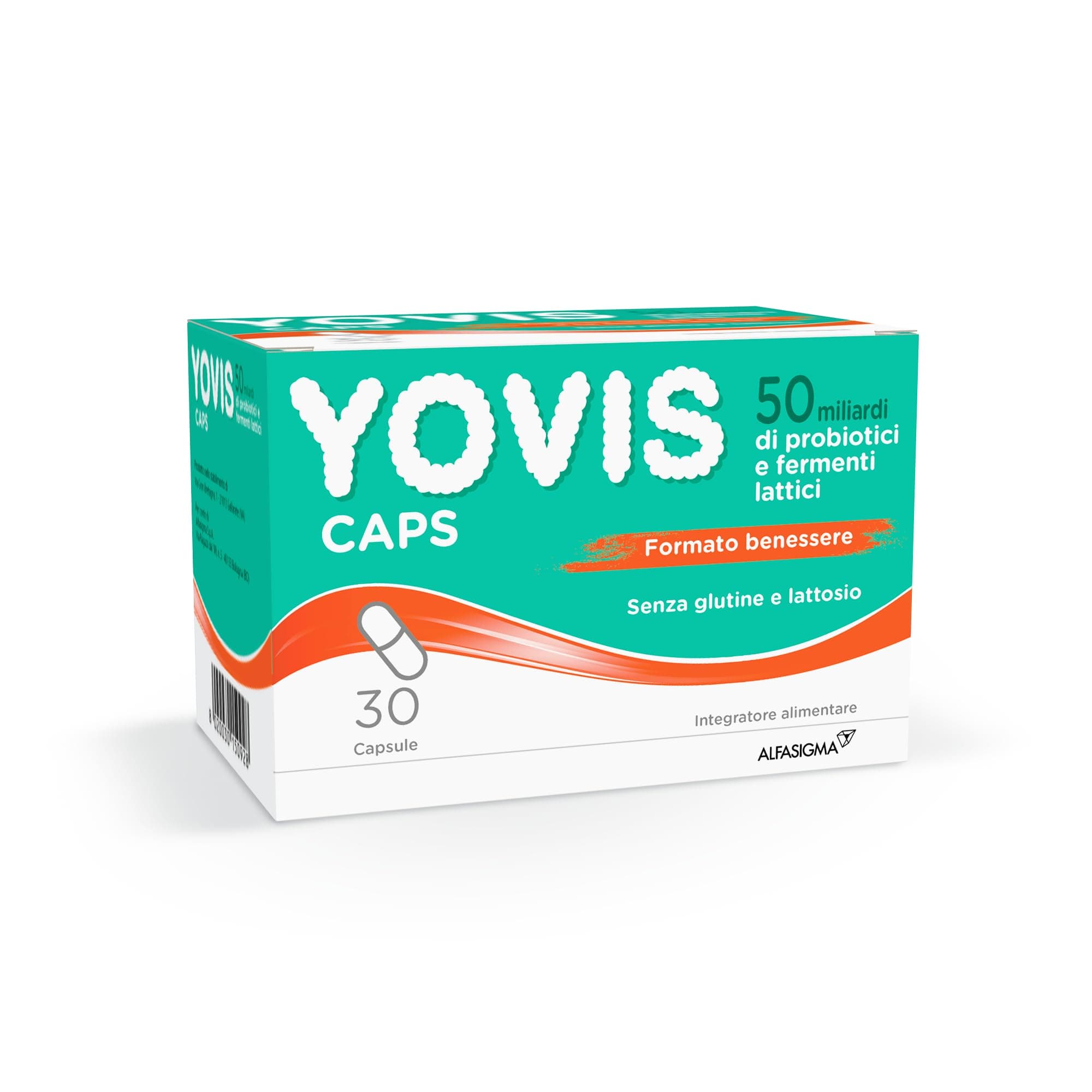 Yovis Caps, Probiotici per il Benessere Intestinale, 50 Miliardi di Fermenti Lattici Vivi, Senza Glutine e Lattosio, 30 Capsule Deglutibili