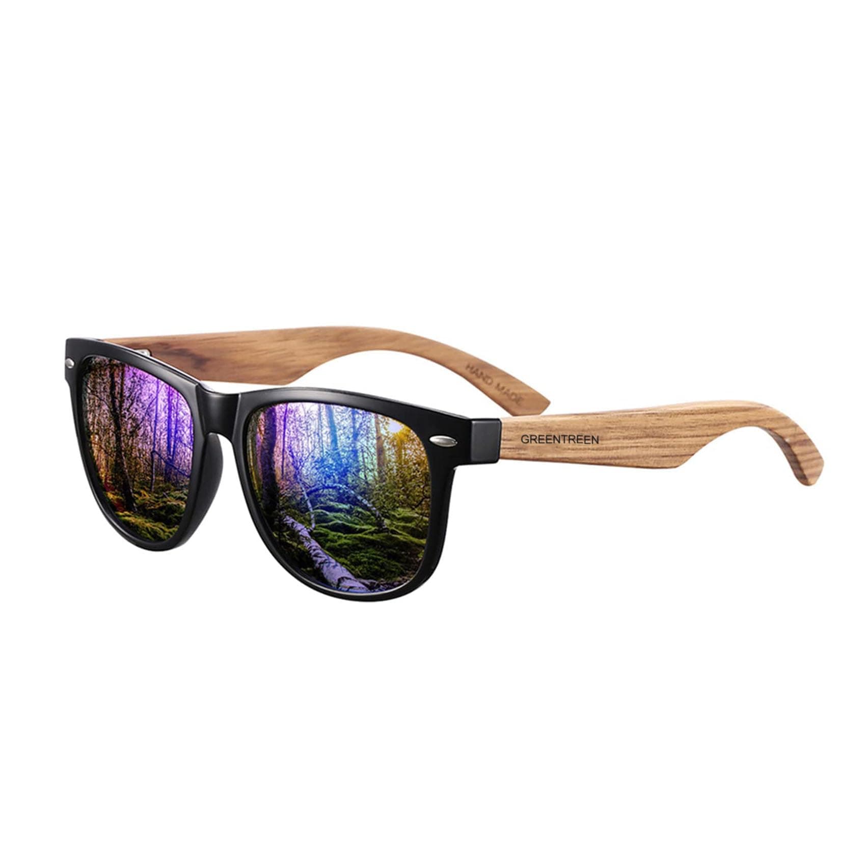GREENTREEN Lunettes de Soleil Polarisées Bois pour Hommes et Femmes: Protection UV400 et Anti-éblouissement - pour Conduire Randonnée Plage Pêche et Voyage