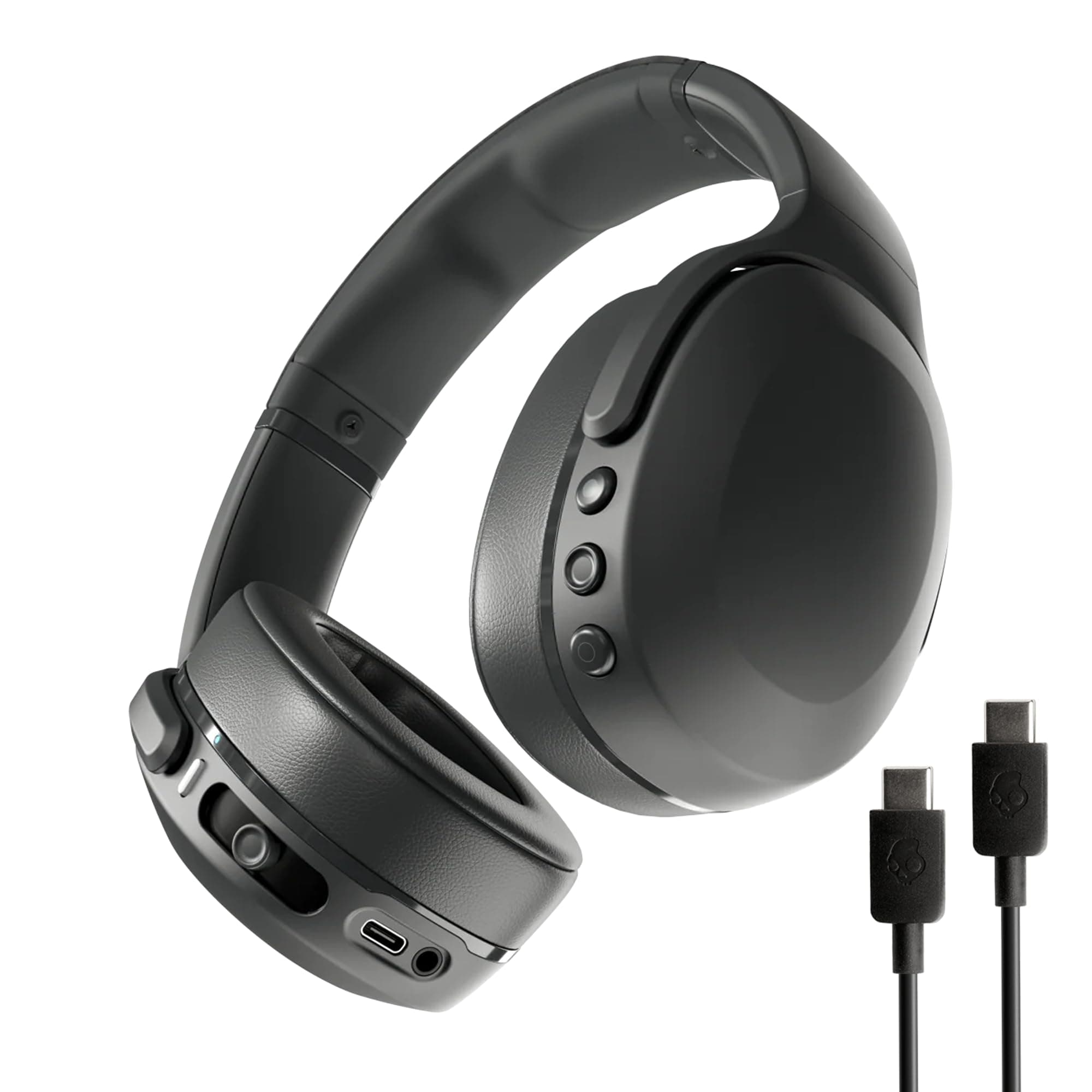 Skullcandy Crusher Evo Wireless Bluetooth-Kopfhörer mit zusätzlichem USB-C-Ladekabel, multisensorischem Bass, schallisolierender Over-Ear-Passform, 40 Stunden Akkulaufzeit - Schwarz