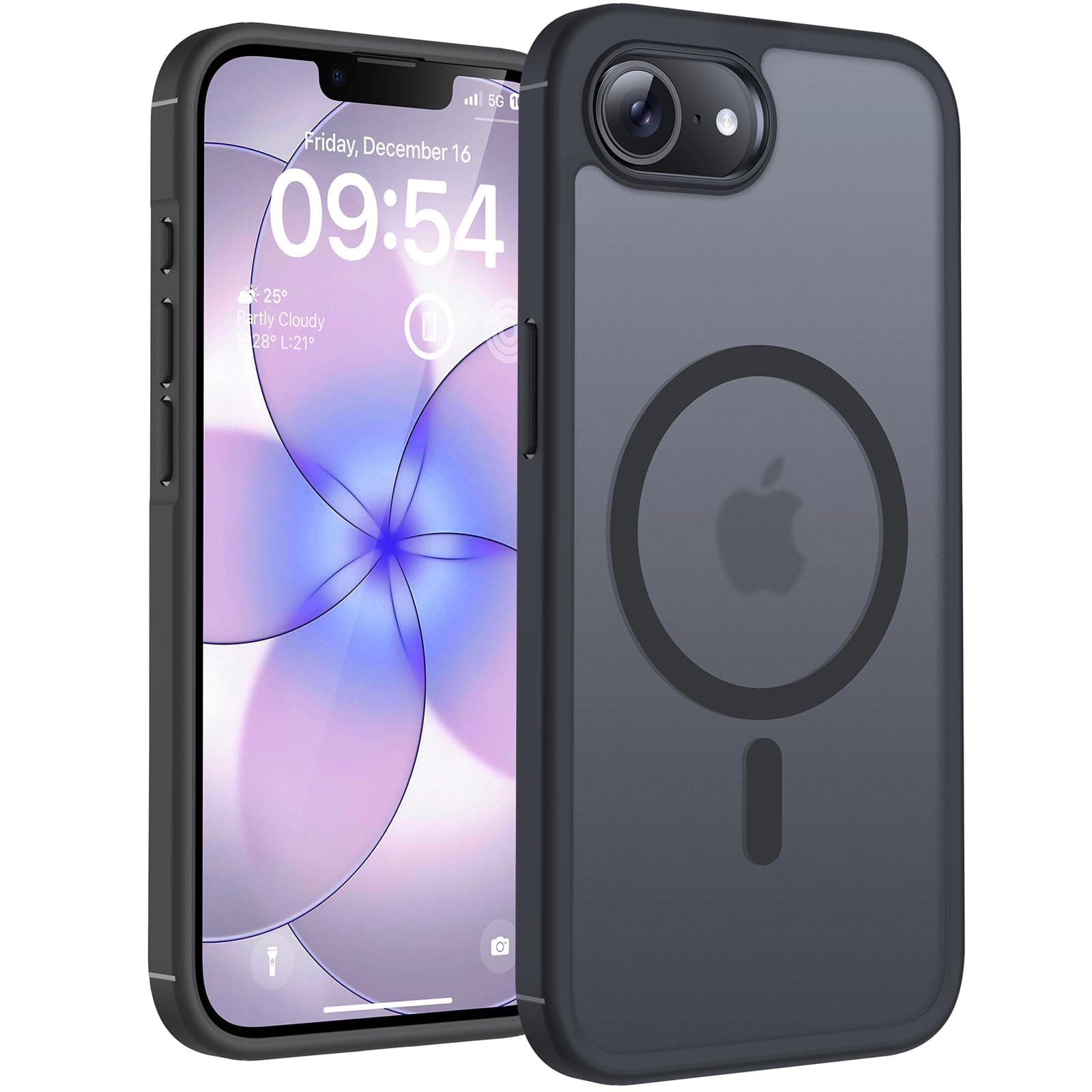 TOCOL für iPhone 17e Hülle 6,1 Zoll, Kompatibel mit MagSafe, Stoßfest Kratzfest Anti-Fingerabdruck Matt Transluzente Rückseite rutschfest Magnetisch Handyhülle für iPhone 17 e Case, Schwarz