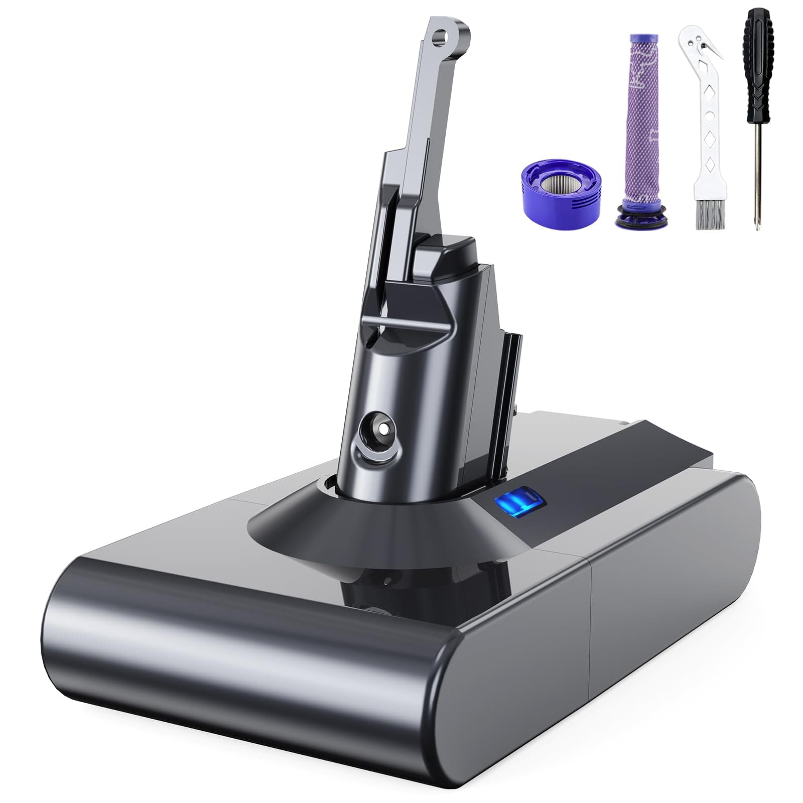 8000mAh Batteria per Dyson V8 Absolute SV10, Batteria di Ricambio per Dyson Animal Fluffy Absolute Aspirapolvere con 2PCS Pre Filtri