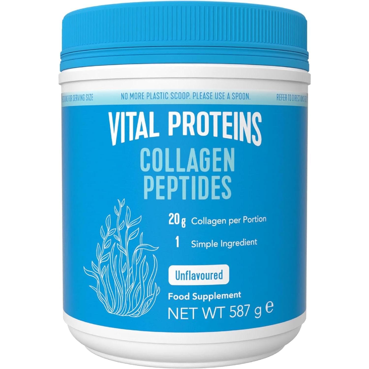 Vital Proteins Collagen Peptides, integratore collagene idrolizzato in polvere, inodore e insapore, per pelle, capelli e unghie, 20g di peptidi di collagene bovino per porzione, 587g
