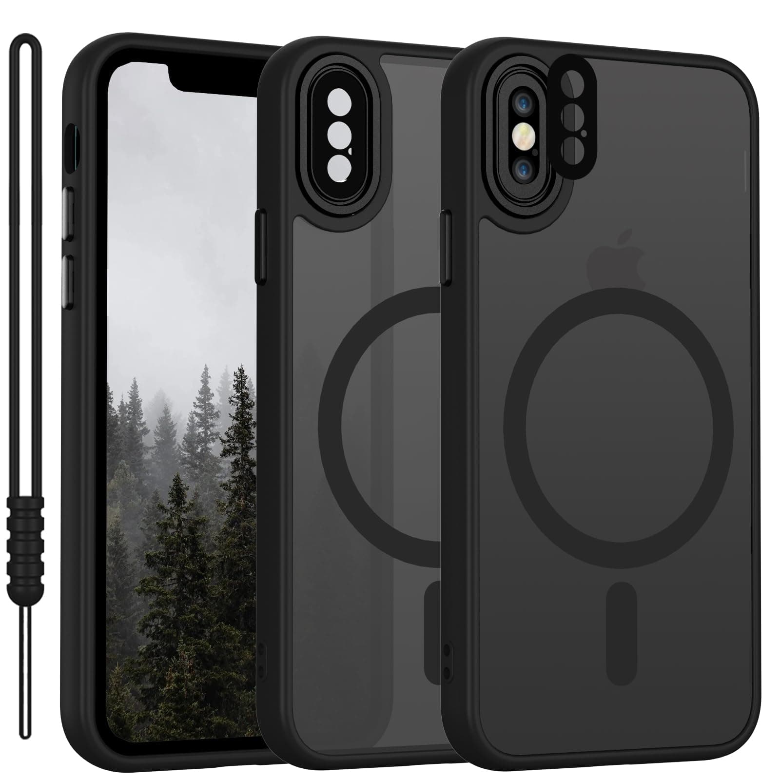 YUANDMI Cover Magnetica per iPhone XS Compatibile con MagSafe, Custodia per iPhone X/XS Traslucida Opaca Case Ultra-Sottile Silicone Anti-Scivolo Resistente ai Graffi, Nero