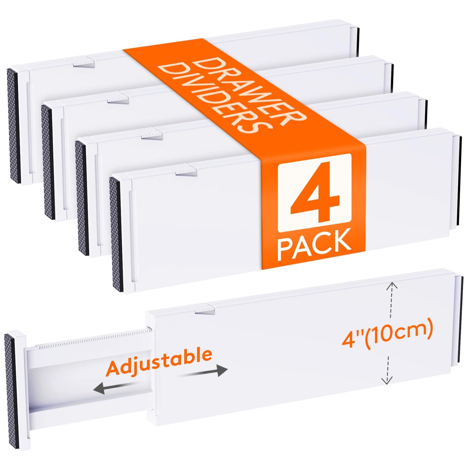Lifewit 4 Set Schubladentrenner, Verstellbar Schubladen Trenner für Innenlänge 34 –50cm/13.5-22" & Höhe＞10.5cm, Schubladen Organizer Ordnungssystem für Küche/Kleiderschränke/Schreibtisch, Weiß