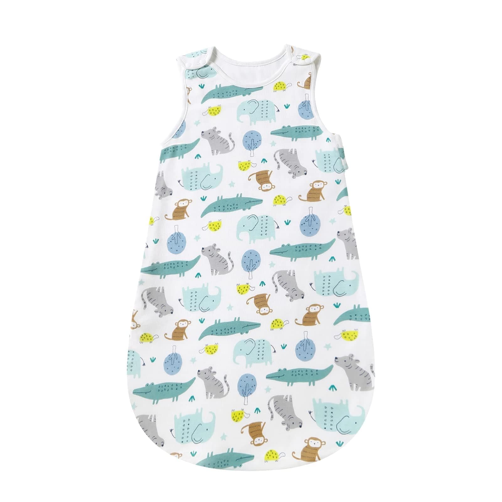 Mosebears Sacco nanna estivo primaverile animal Cartoon coperta lavabile 1.0 tog per bambini, sacco a pelo senza maniche (paradiso animale, 6-12 mesi)