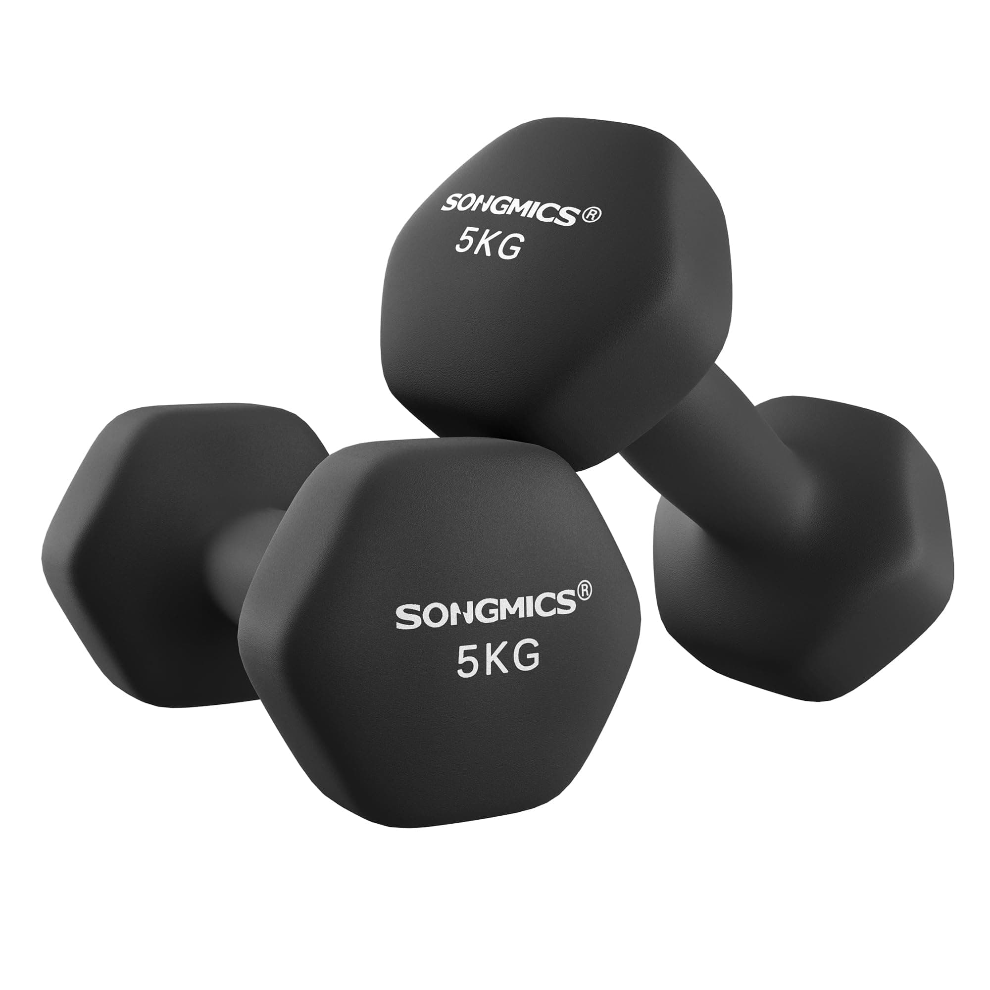 SONGMICS Set di 2 manubri esagonali con rivestimento in neoprene per allenamento di forza, fitness, allenamento a casa