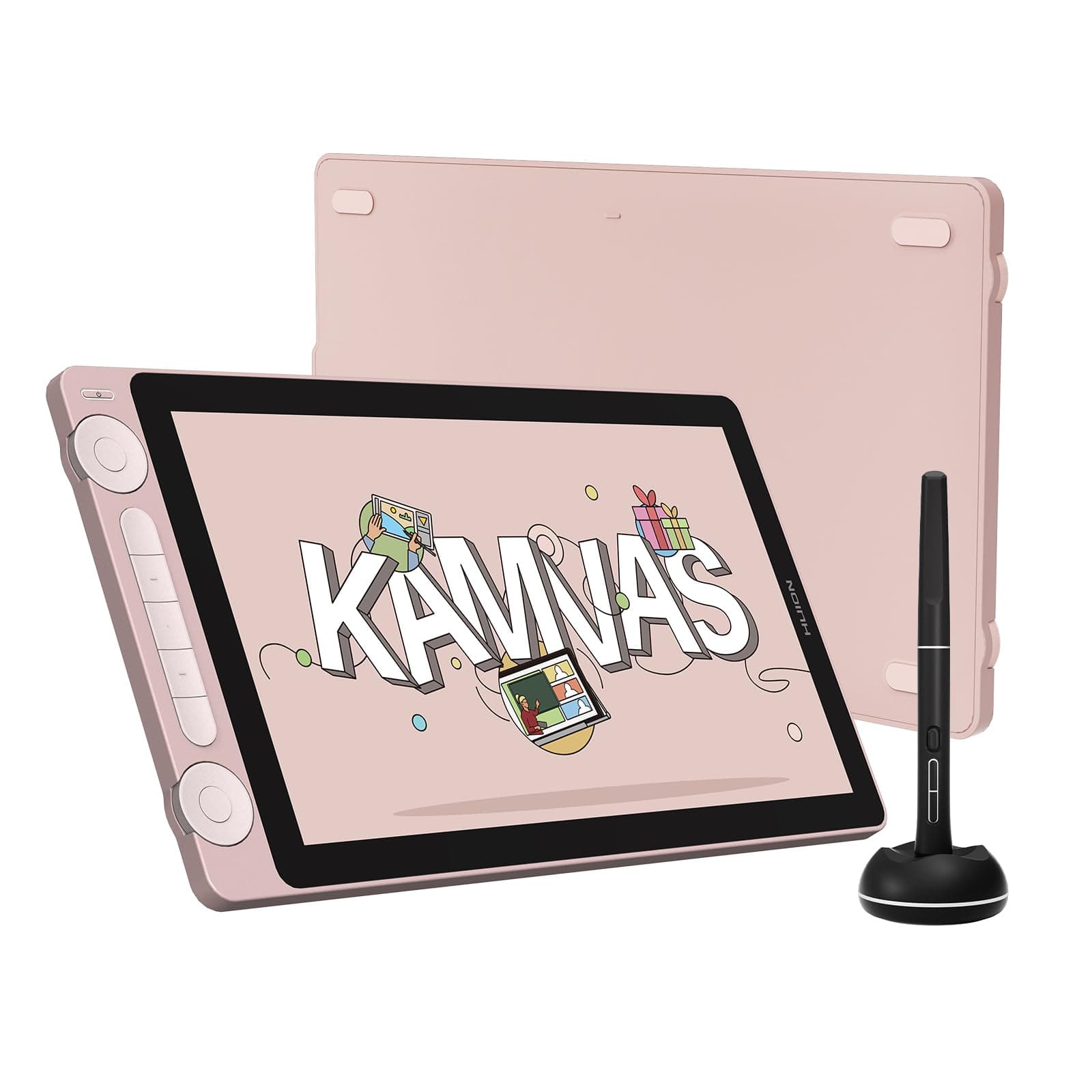 HUION Kamvas 13 Gen3 2024 Tableta Gráfica con Pantalla, Tableta de Dibujo 13.3" Vidrio Anti Brillo Canvas, Pentech 4.0, 16384 Presión del Lápiz, Doble Dial para PC, Mac, Android, Rosa