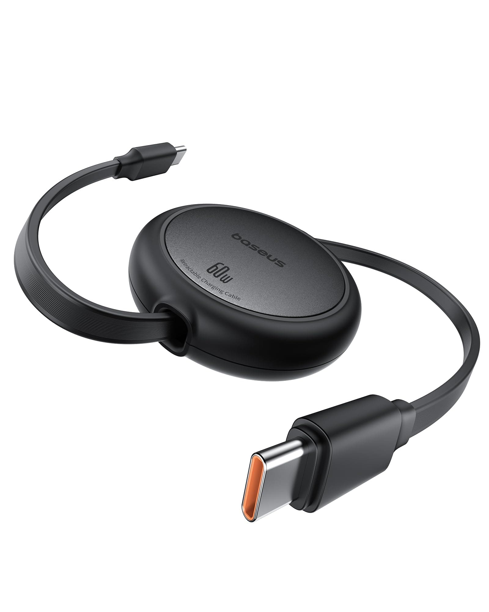 Baseus USB C auf USB C Kabel Rollbar, 60W 1m Mini Einziehbar Schnellladekabel, USB C Ladekabel für iPhone 16 15 14 Pro, Samsung Galaxy S25 S24 Ultra, MacBook, iPad Pro, Tragbar Leicht zu Verstauen