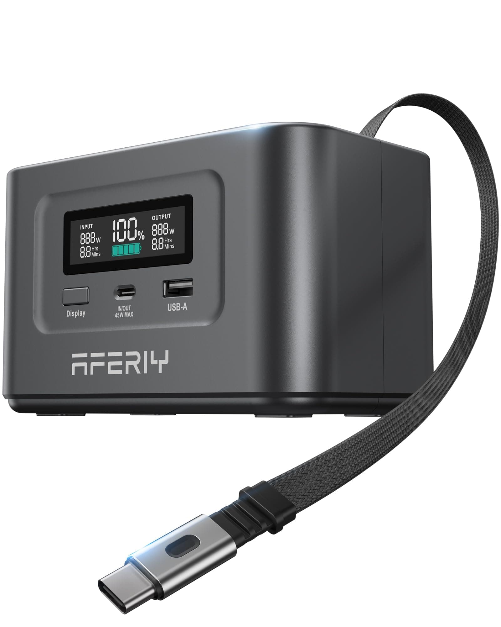 AFERIY Generador EléCtrico PortáTil De 100 W, 99,2 Wh/31 000 mAh, Carga RáPida Dual USB-C PD3.0, Carga Solar, ProteccióN De Seguridad 6 En 1, Ideal Para Viajes, Acampadas Y Emergencias, Negro
