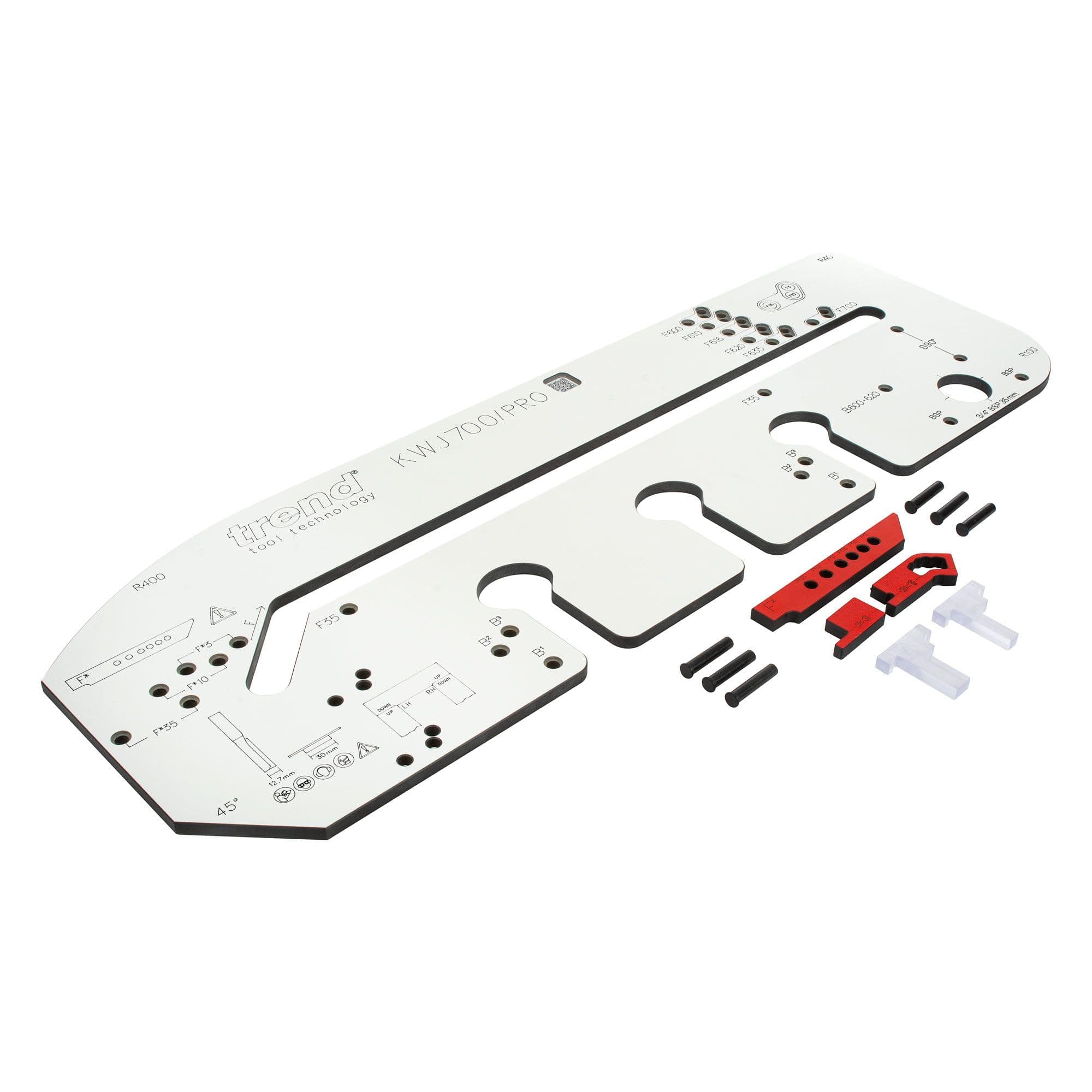 Trend KWJ700/PRO Gabarit Professionnel pour Plan de Travail Multi-Matériaux, jusqu’à 700 mm, Assemblages en Onglet avec Alignement Frontal, KWJ700/PRO