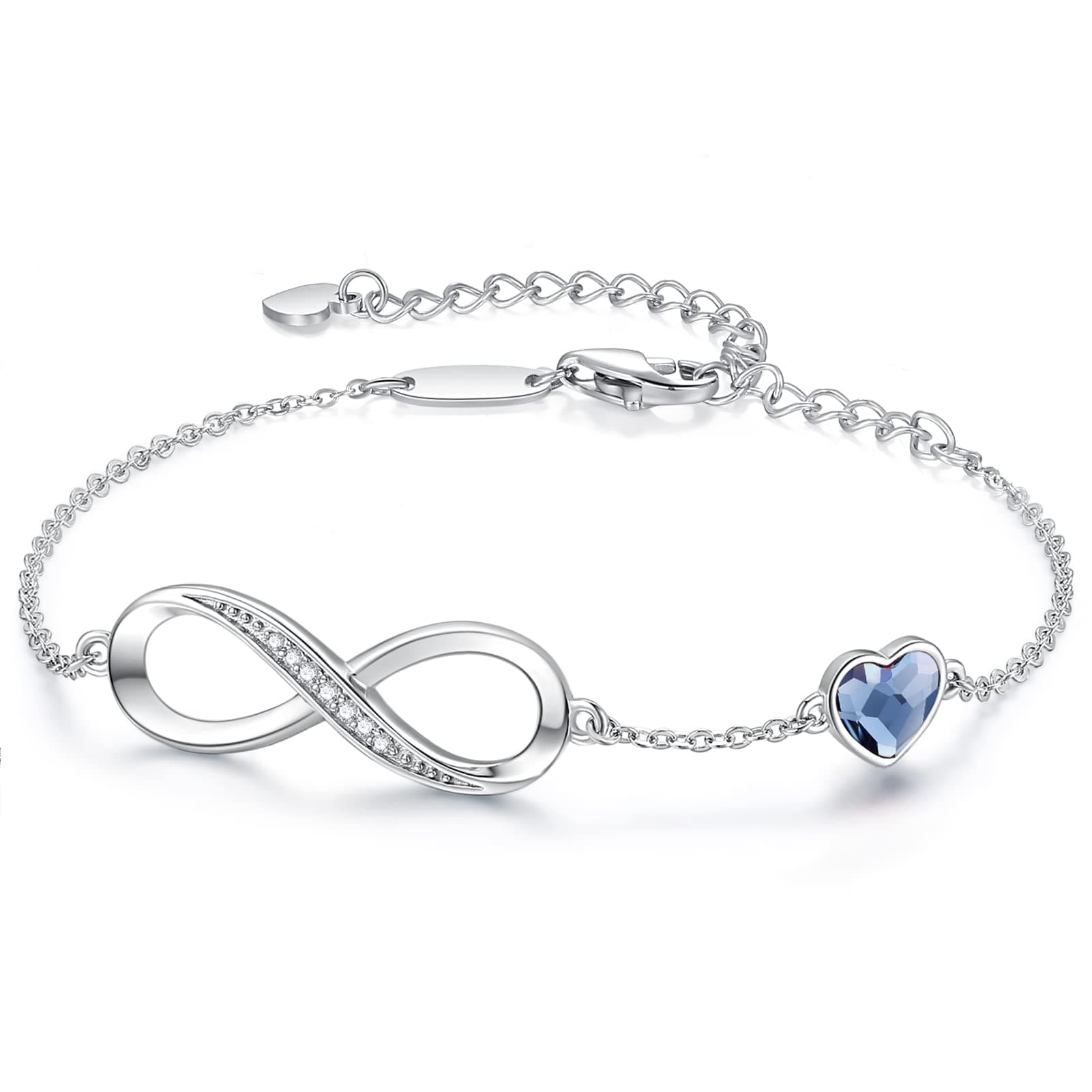 LOUISA SECRET Bracciale Donna Festa della Mamma Argento 925 Braccialetto Infinito Bracciali Cuore Gioielli Compleanno Regalo per Lei