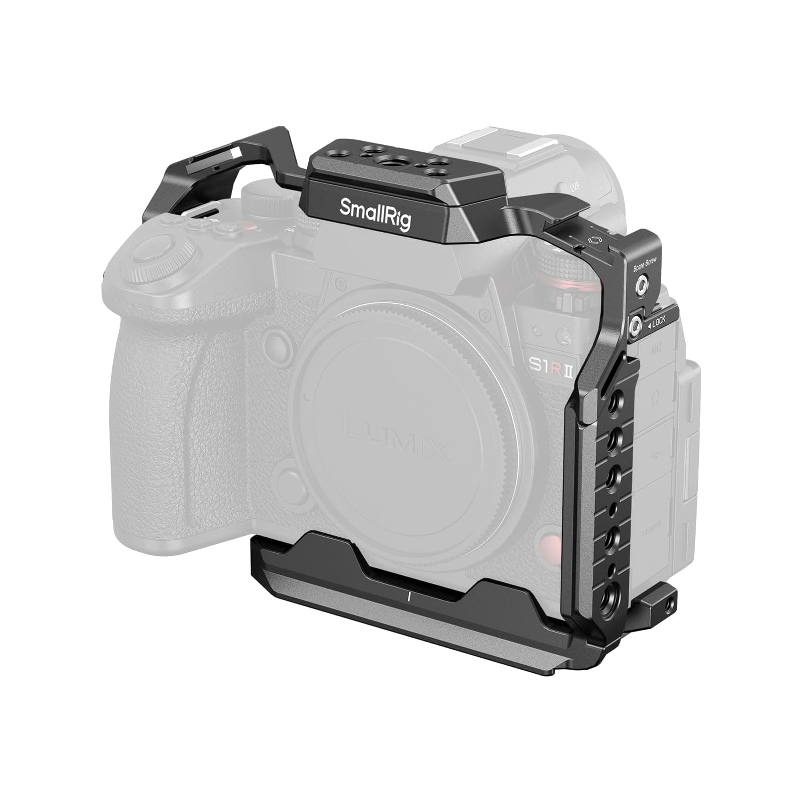 SMALLRIG S1R II Caja para Panasonic LUMIX S1R / S5 / G9, Placa de Liberación Rápida Arca Incluida, Con Agujeros de 1/4"-20 y 3/8"-16, Dos Barras Laterales NATO, Aleta Frío