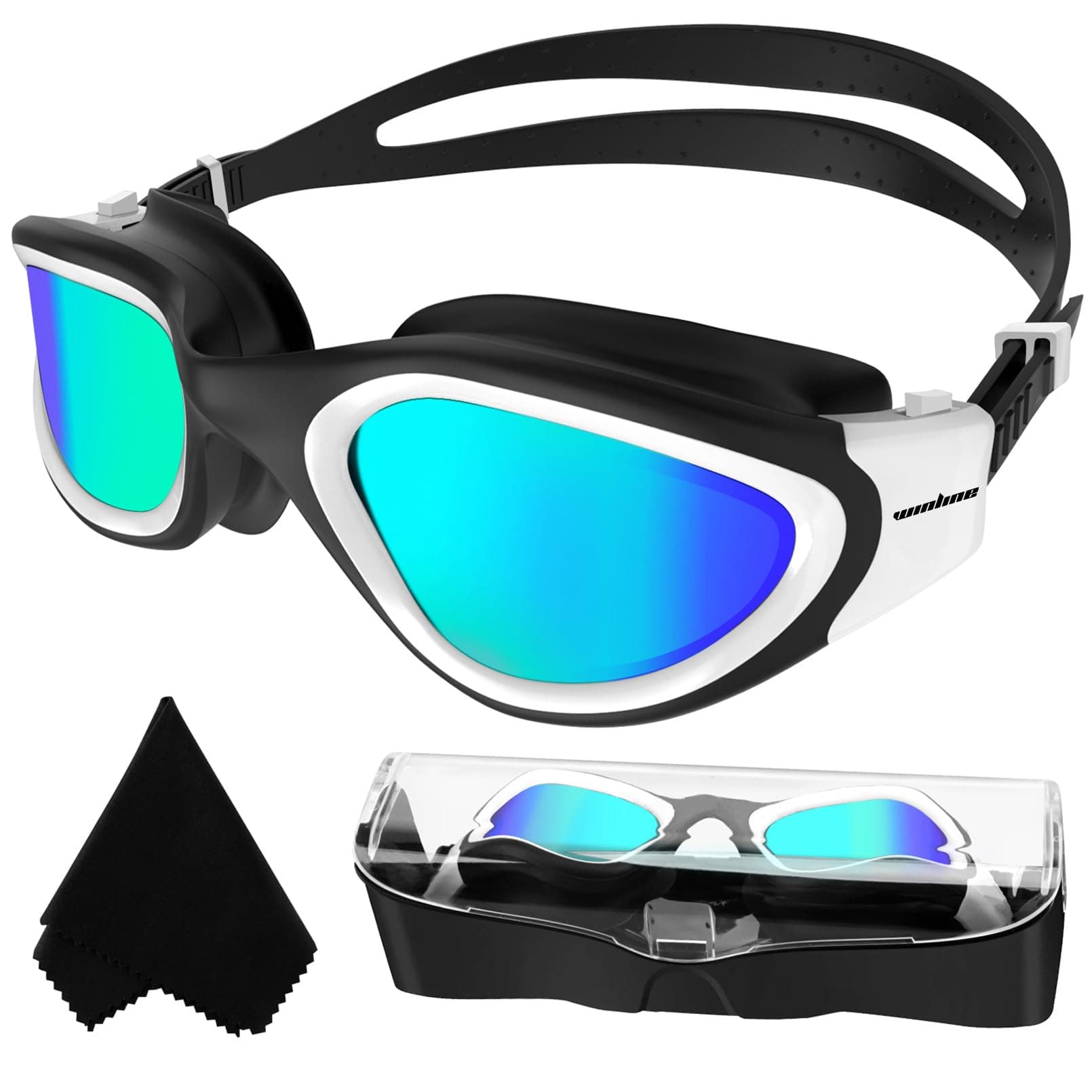 Winline Gafas de natación polarizadas,protección Anti-vaho protección UV sin filtraciones visión Clara fáciles de Ajustar con Puente Nasal Suave para Hombres, Mujeres, Adultos y Adolescentes
