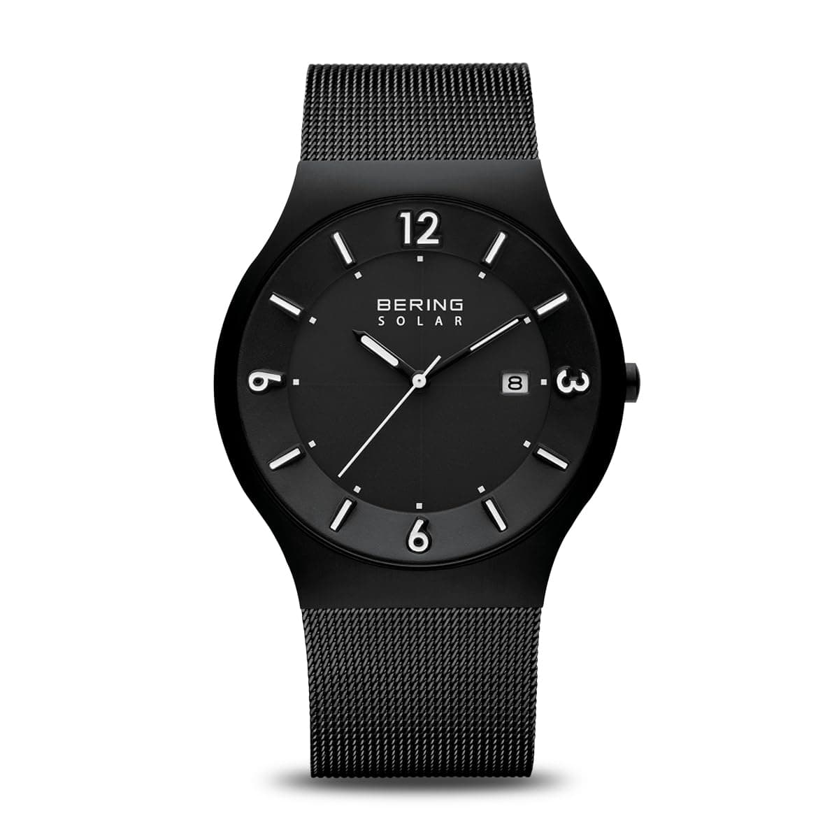 Bering 14440 Montre Solaire pour Homme, 40 mm, Boîtier en Acier Inoxydable Et Cadran, Bracelet Milanais, Verre Saphir, 5 ATM