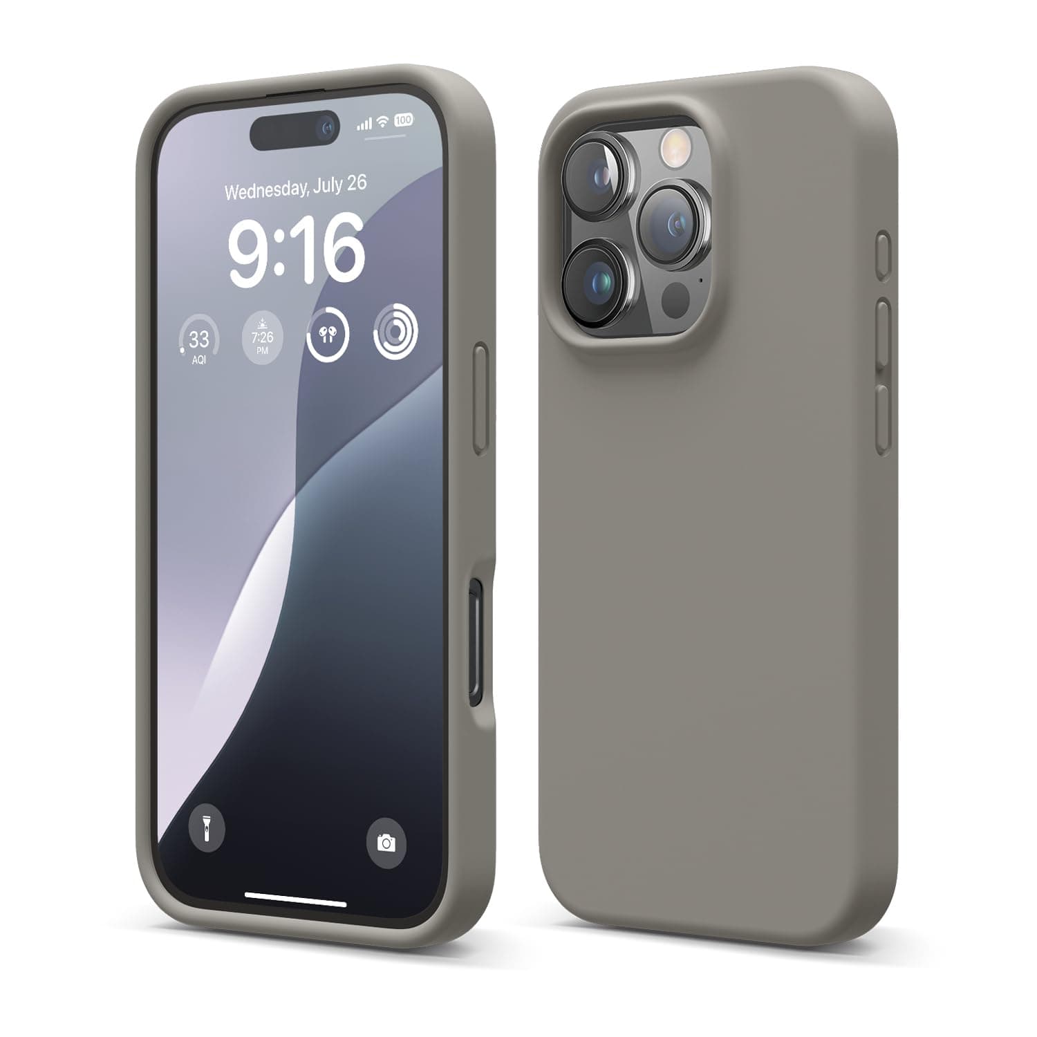 elago Cover Compatibile con iPhone 16 Pro - Custodia in Silicone Liquido Premium, Protettiva Completa, Antiurto, Sottile, Fodera in Microfibra Antigraffio (Grigio Medio)