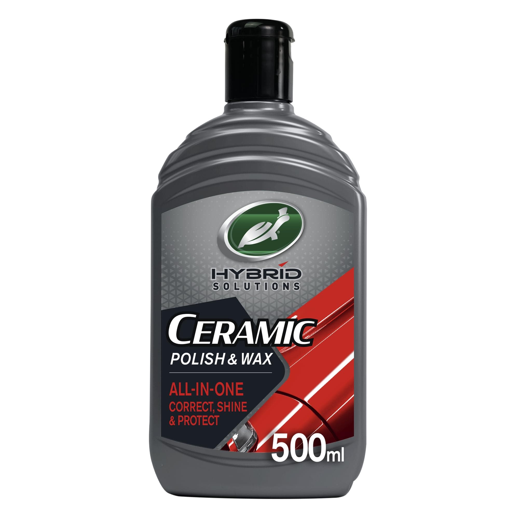 Turtle Wax Hybrid Solutions Polish et Cire Céramique Voiture, Efface-Rayures Légères, Protection Durable de la Peinture, Perlage d’Eau Extrême, Utilisation à la Main ou à la Machine, 500ml