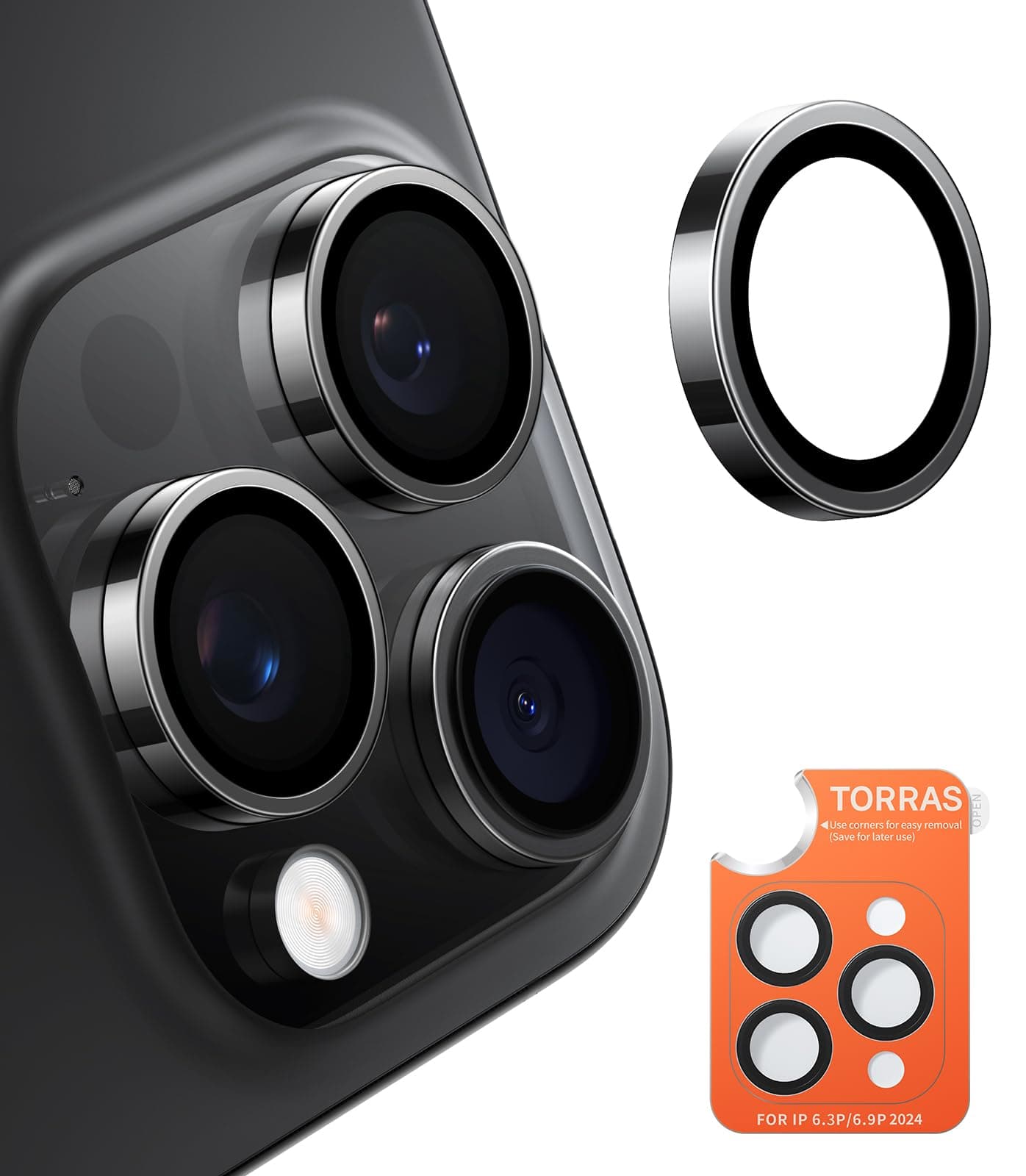 TORRAS für iPhone 16 Pro /16 Pro Max Kameraschutz [Bruchsicherer Militärgrad & Langlebigkeit] Kratzfest & Sturzsicher für iPhone 16 Pro /16 Pro Max,Schwarz