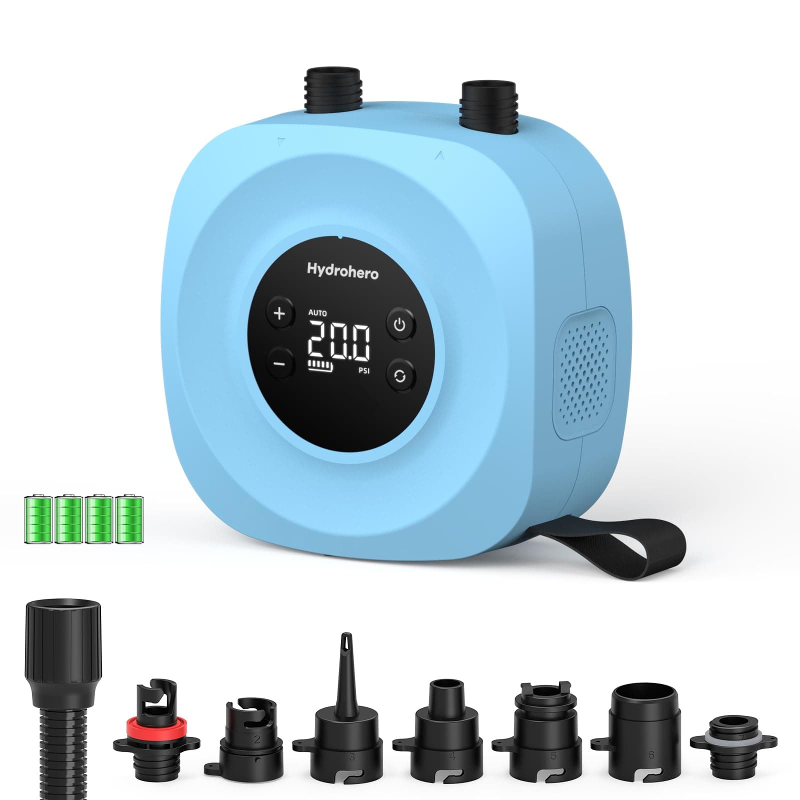 Hydrohero Bomba Eléctrica para Paddle Board, Sup Recargable 20 PSI, Inflado/Desinflado Inteligente a Doble Etapa, Apagado Automático para Tablas de Paddle, Cometa de Surf, Tienda, Barco