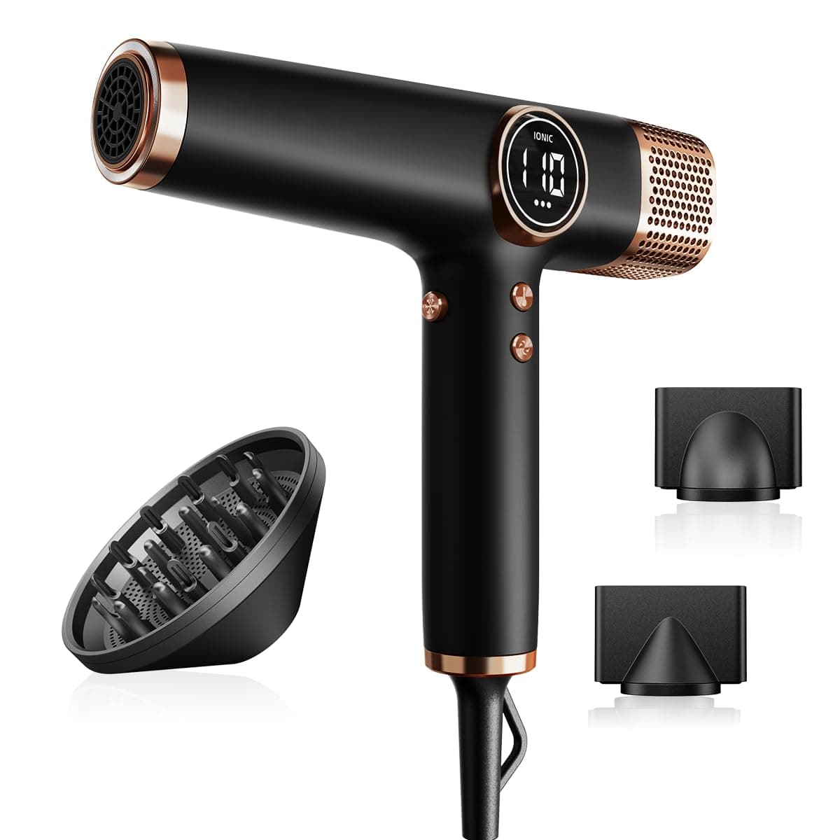 Faszin Secador de Pelo Profesional, Secador Rápido Ligero, Motor 110,000 RPM, Secador Pelo Iónico de 200 Millones para Mujeres y Hombres, Silencioso con 3 Boquillas Magnéticas