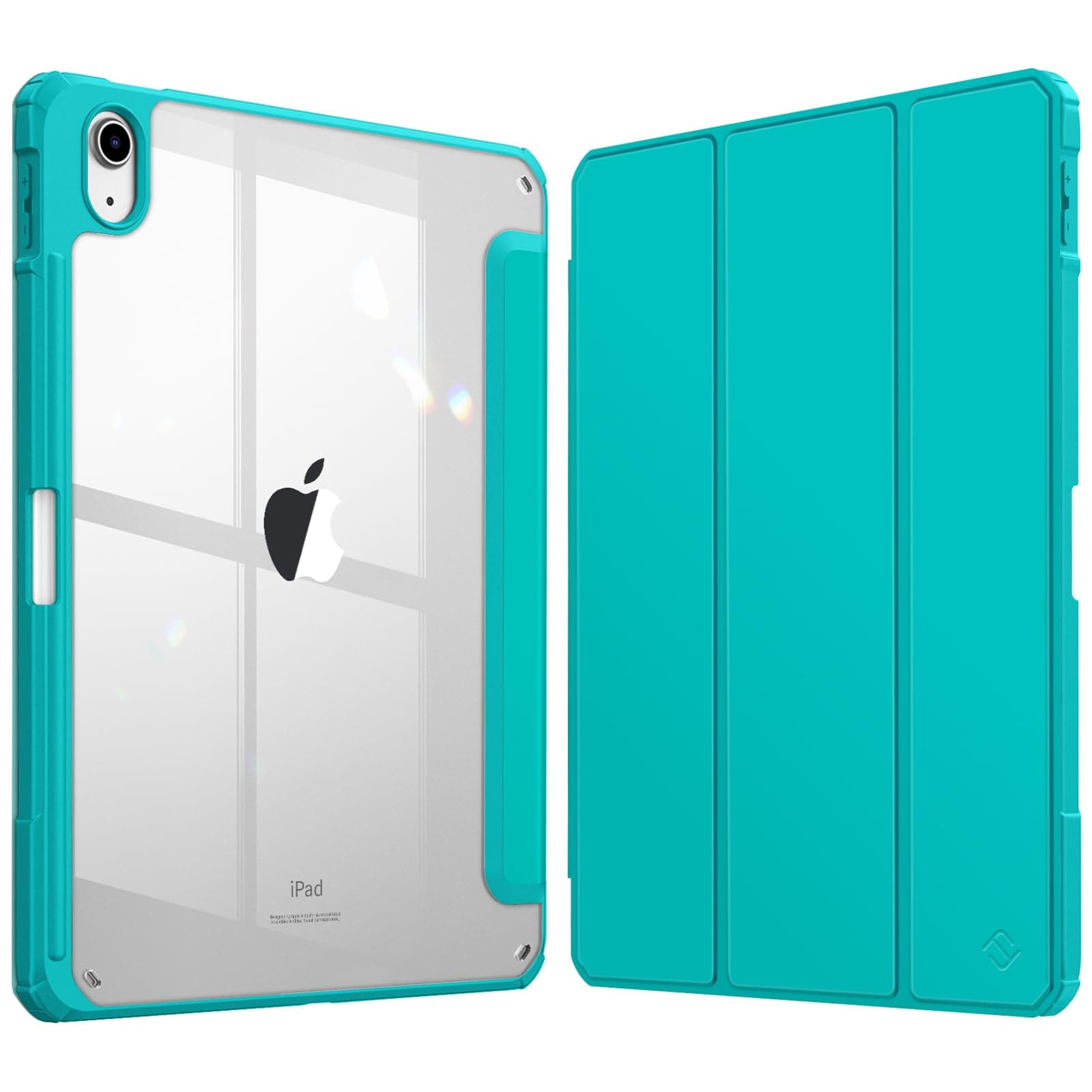 Fintie Hybrid Hülle für iPad (A16) 11 Generation 11 Zoll 2025, iPad 10 Generation 10.9 Zoll 2022 mit Stifthalter - Stoßfeste Schutzhülle mit transparenter Hartschale auf der Rückseite, Türkis