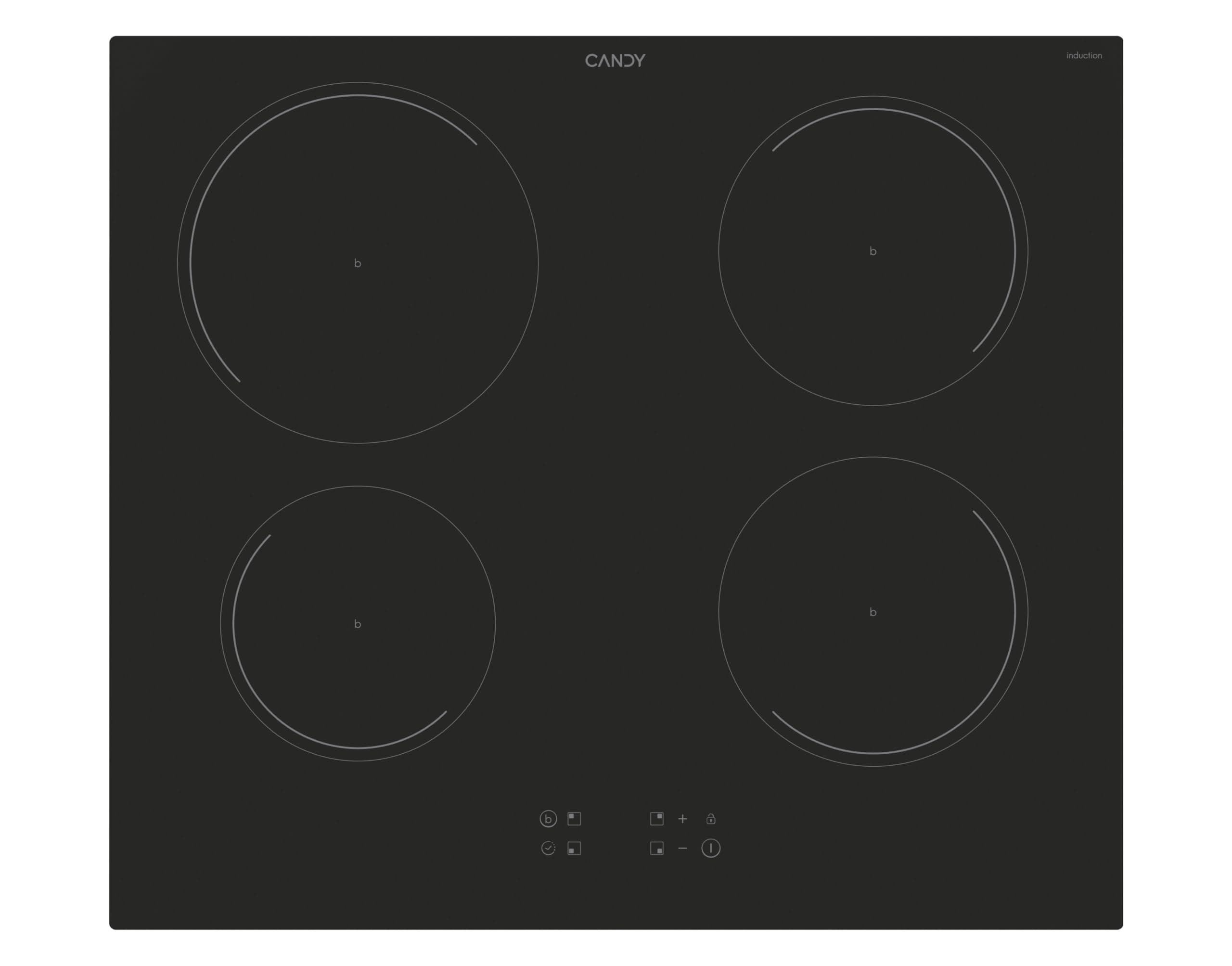 Candy Idea Piano Cottura a Induzione 4 Fuochi in Vetroceramica, Cottura Rapida con Funzione Booster, Power Management per Ottimizzare i Consumi, Blocco di Sicurezza, 59 x 52 x 6 cm, Nero - CITT642C/E1