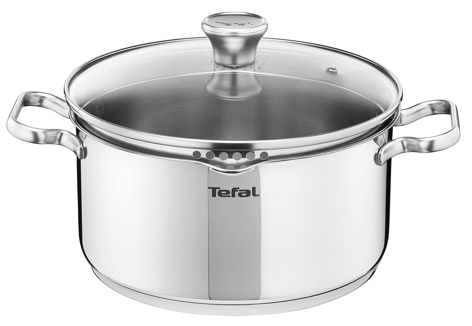 Tefal Faitout 24 cm, Induction, Acier inoxydable 18/10, Garantie 10 ans, Couvercle filtrant en verre, Base 3 couches, Duetto A7054663