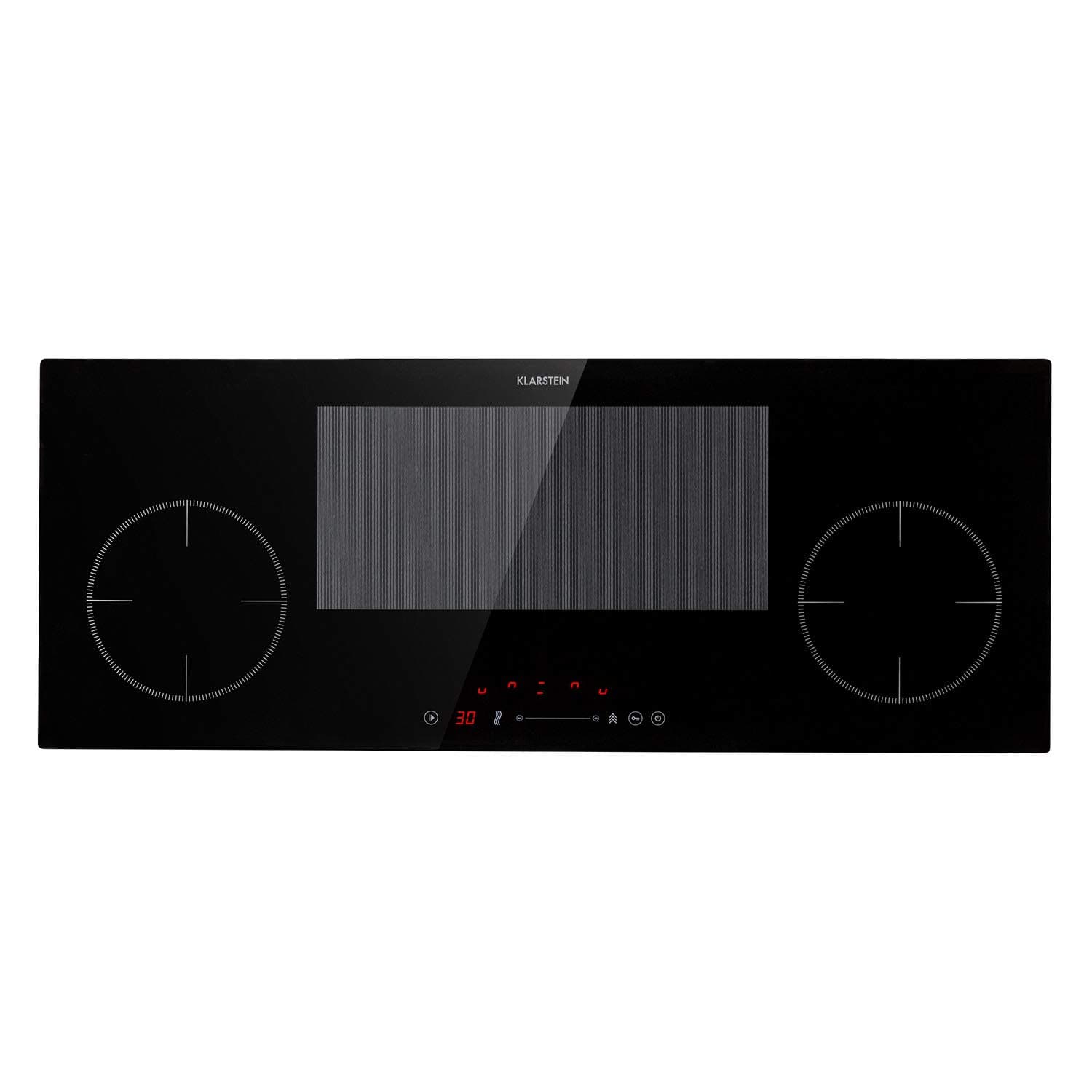 Klarstein Placa Induccion Eléctrica, 7000W, Vitrocerámica Inducción Eléctrica de 4 Fuegos, Placas de Cocción de Sobremesa, Control Táctil, Placas de Cocción de Inducción, Eléctricas para Cocinar