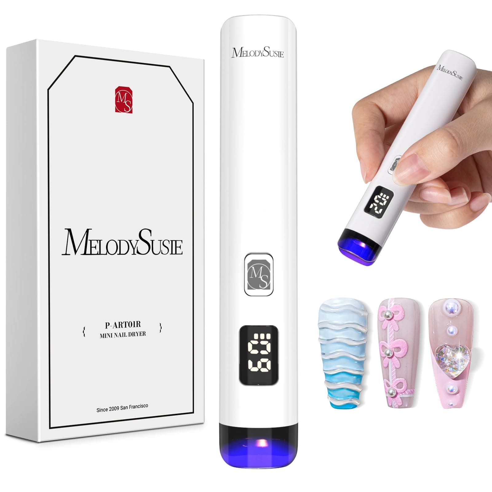 MelodySusie UV Lampe für Gelnägel, ART01R Mini Wiederaufladbar UV LED Lampe mit LCD-Display für Nägel, Tragbare Kleine UV Nagellampe mit 2 Timern, Nageltrockner für Alle UV Gel Nagellacke