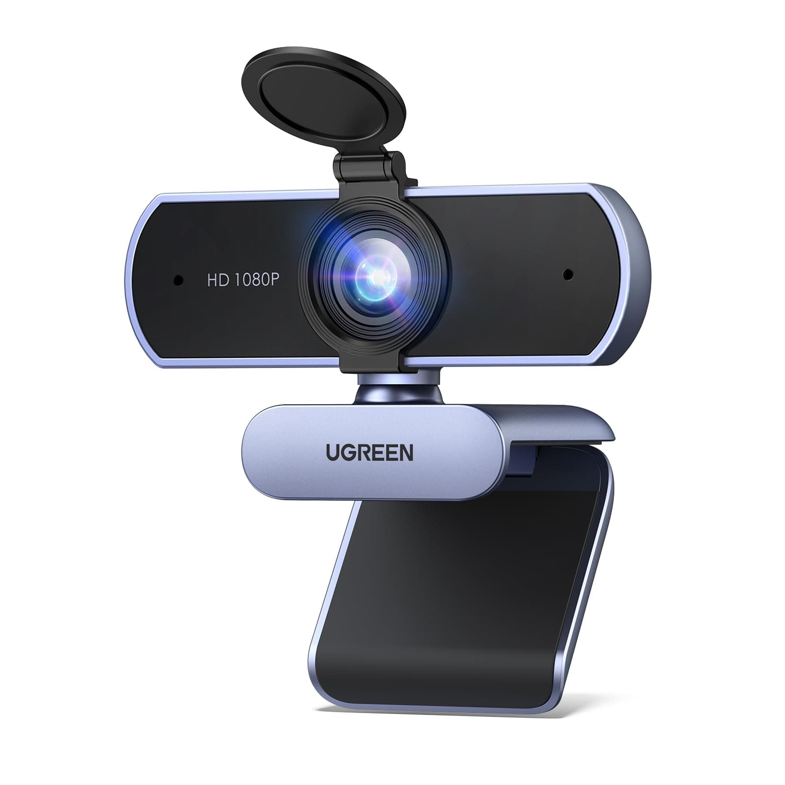 UGREEN Webcam Full HD 1080P 30FPS Caméra USB PC Mise au Point Fixe Deux Micro 360 Degrés Rotation Plug Play Windows MacOS Linux Youtube Streaming Skype Appel Vidéo Zoom Vidéoconférence (Gris)