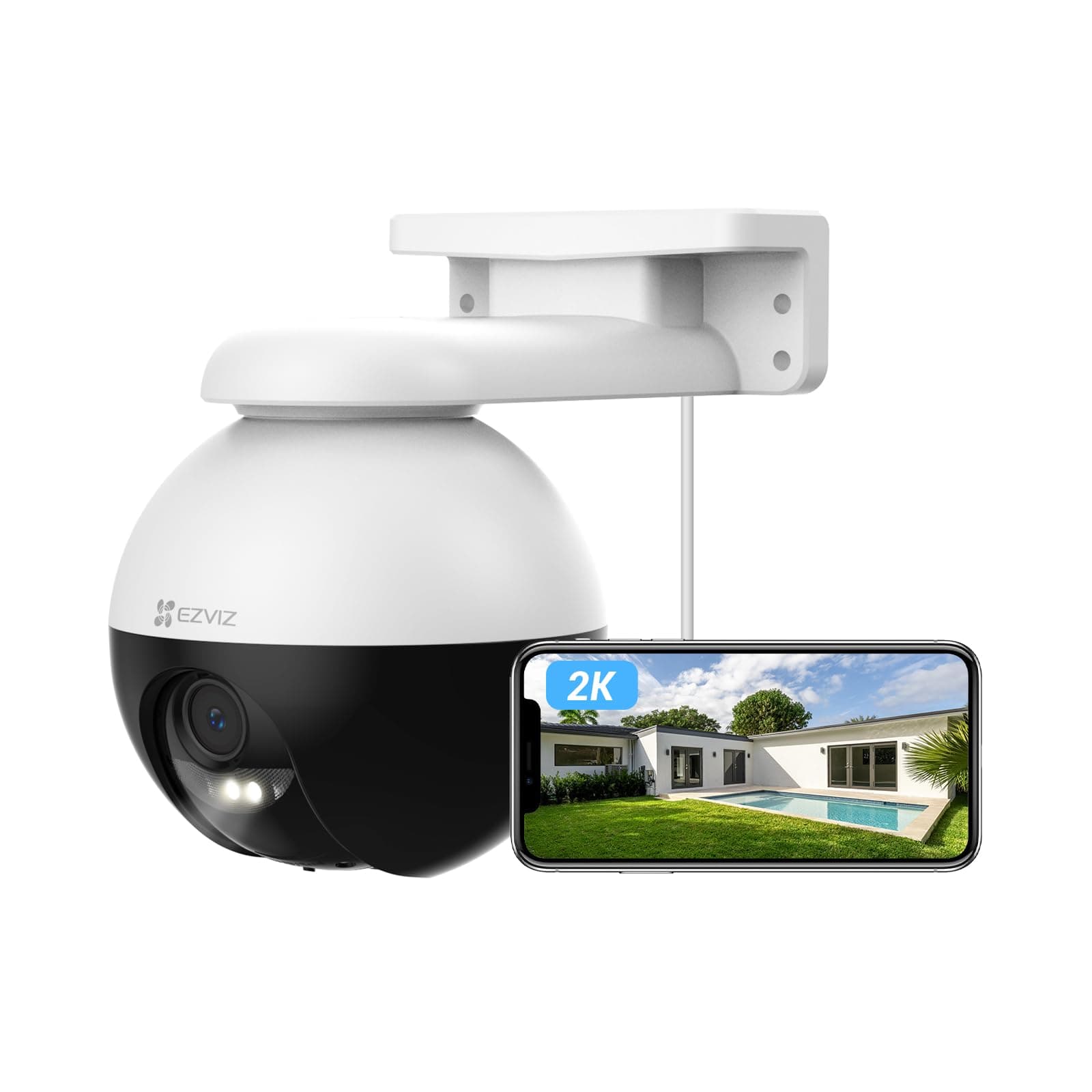 EZVIZ C8W Pro 2K Camera Surveillance WiFi Extérieure à 360° avec Suivi Auto, Détection de Forme Humaine/Véhicule, Vision Nocturne en Couleur, Audio Bidirectionnel, IP65 Etanche, Défense Active, H.265