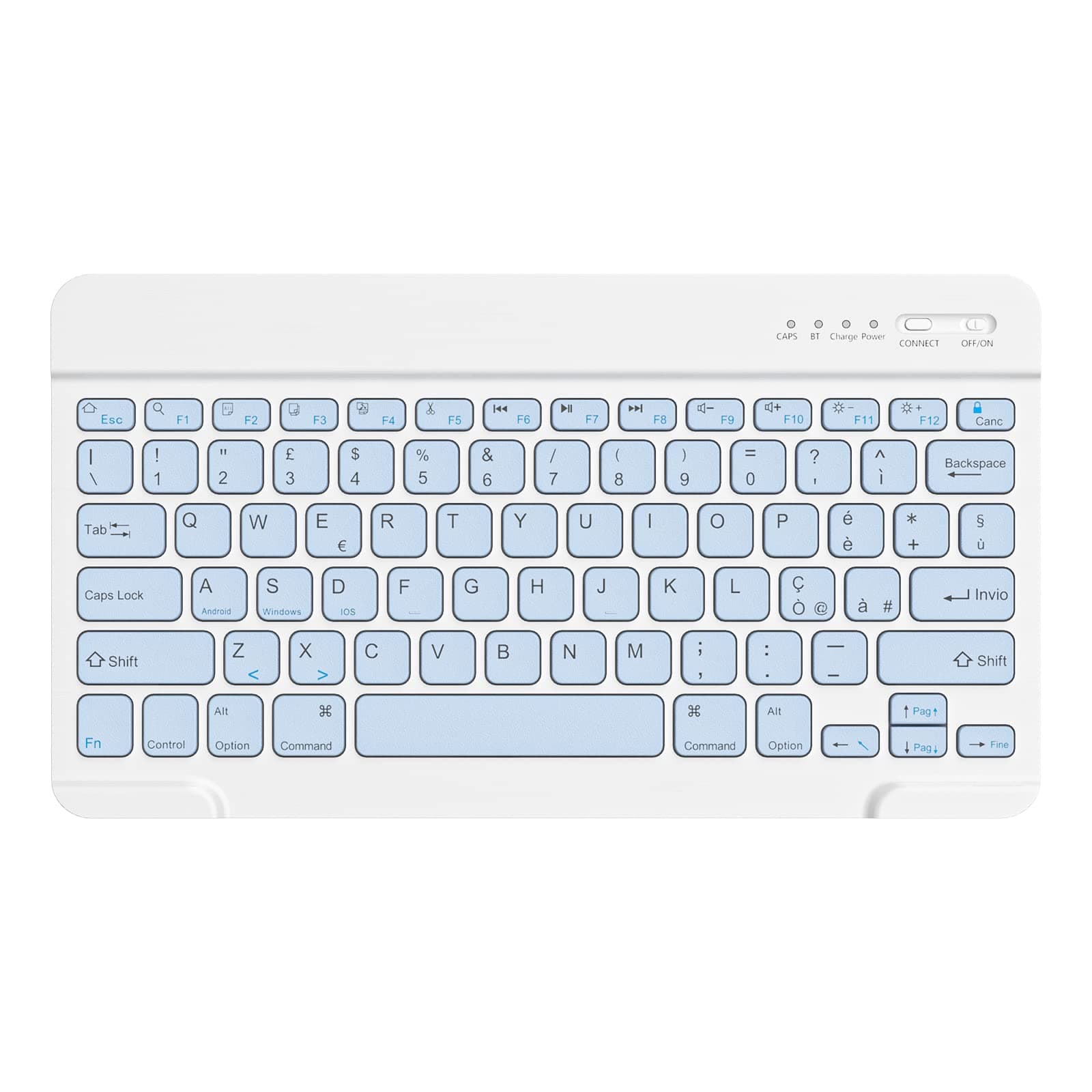 HZD Tastiera Wireless Bluetooth, Ricaricabile Tastiera Senza Fili Universale Ultra Sottile per Tablet, per Tablet Samsung/IOS/Android/Windows/Telefoni,Layout Italiano QWERTY