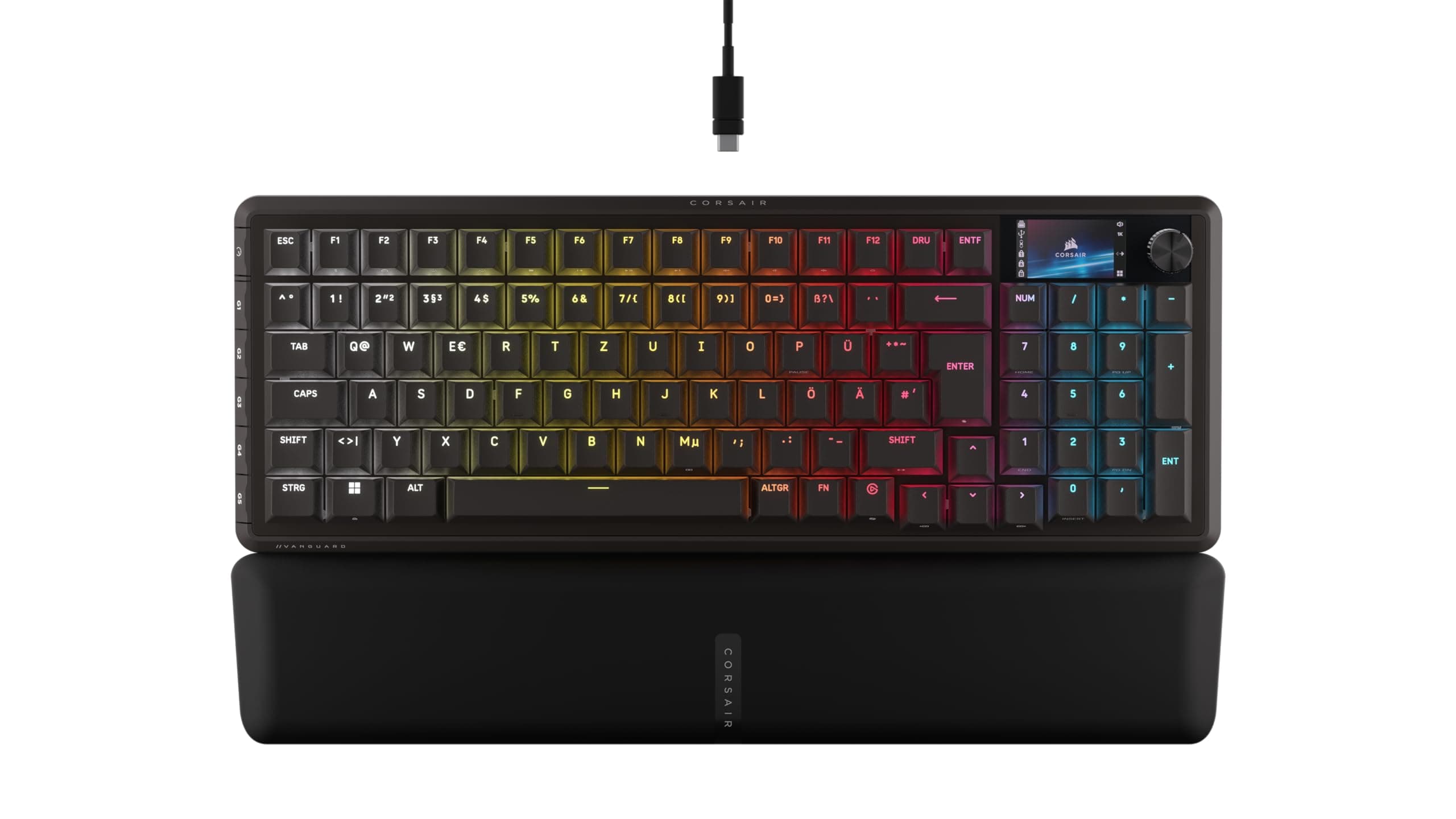 Corsair Vanguard 96 Kabelgebundene Mechanische Gaming-Tastatur– 96% Layout, MLX Plasma-Linearschalter, 8000Hz-Polling, LCD-Display, Virtual Stream Deck, G-Tasten, SOCD Flashtap, QWERTZ DE – Schwarz