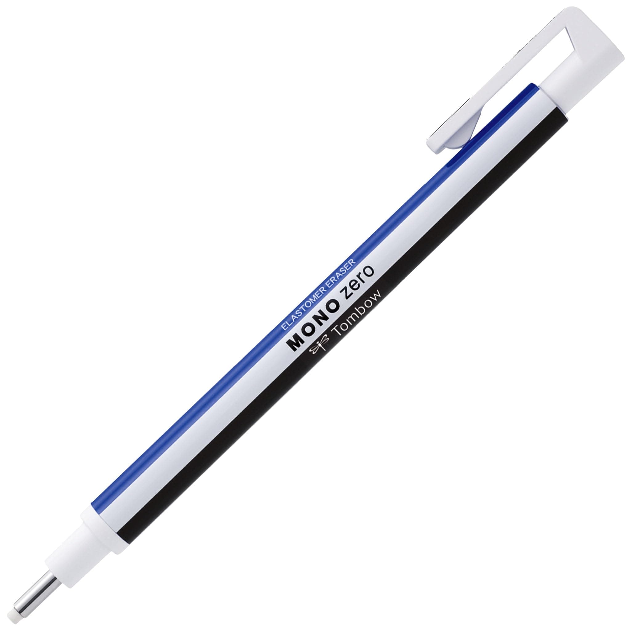 Tombow EH-KUR Präzisionsradierer MONO zero nachfüllbar runde Spitze, Durchmesser 2.3 mm, weiß/blau/schwarz 1 Stück (1er Pack)