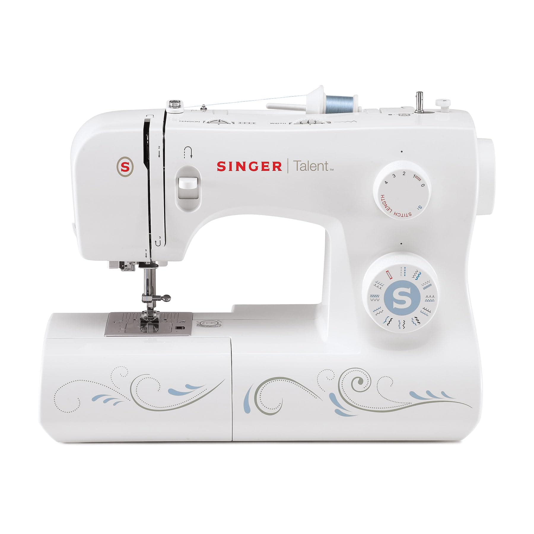 Singer Maquina De Coser Mecanica Talent 3323-30 Puntadas Utilitarias, Puntadas Ojal Totalmente Automático de un Paso, Zig-Zag Hasta 6mm, Enhebrado Automático, Maquina De Coser Profesional, Blanco