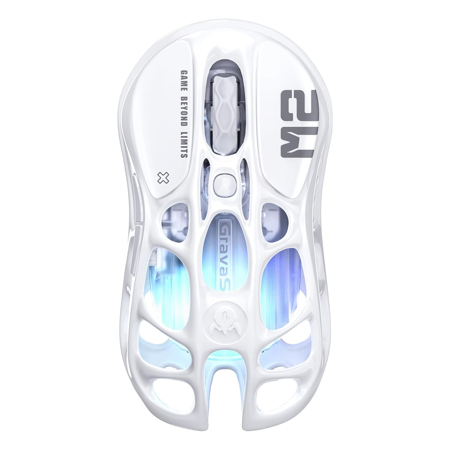 GravaStar Mercury M2 Gaming Maus Kabellos mit 26.000 DPI, PAW3395 DM Sensor, 79 g Ultraleicht, 5 RGB-Modi, 5 programmierbare Tasten, Tri-Mode (2,4 GHz/Bluetooth/Kabel), für PC/Mac-Weiß