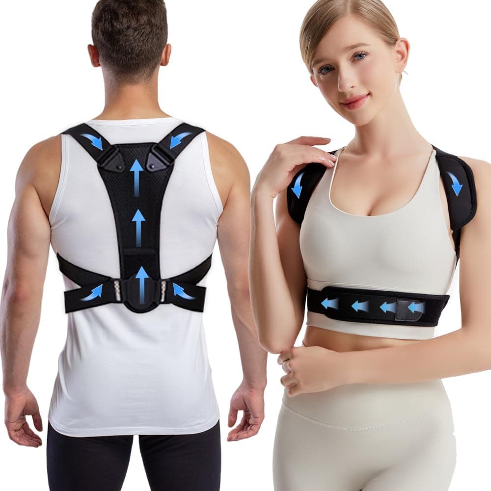 Prety Corrector Postura Espalda para Hombre y Mujer,Corrector de Espalda Ajustable y Transpirable–Soporte Ergonómico para Aliviar el Dolor de Cuello y Hombros,Diseño de Corrector Espalda Invisible