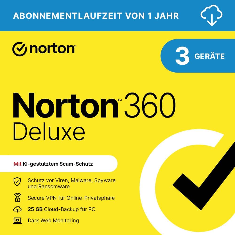 Norton 360 Deluxe 2026 | 3 Geräte | 1 Jahr | Aktivierungscode per Email