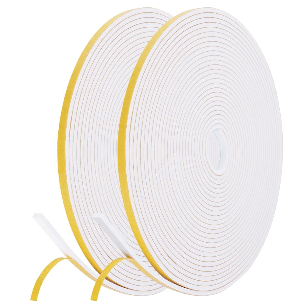 flintronic Nastro Autoadesivo in Schiuma, 2 Rotoli 6x3 mm 20m Guarnizione in Gomma per Porte e Finestre, Guarnizione per Porta Insonorizzata Antipioggia, Striscia di Tenuta per Aria Condizionata