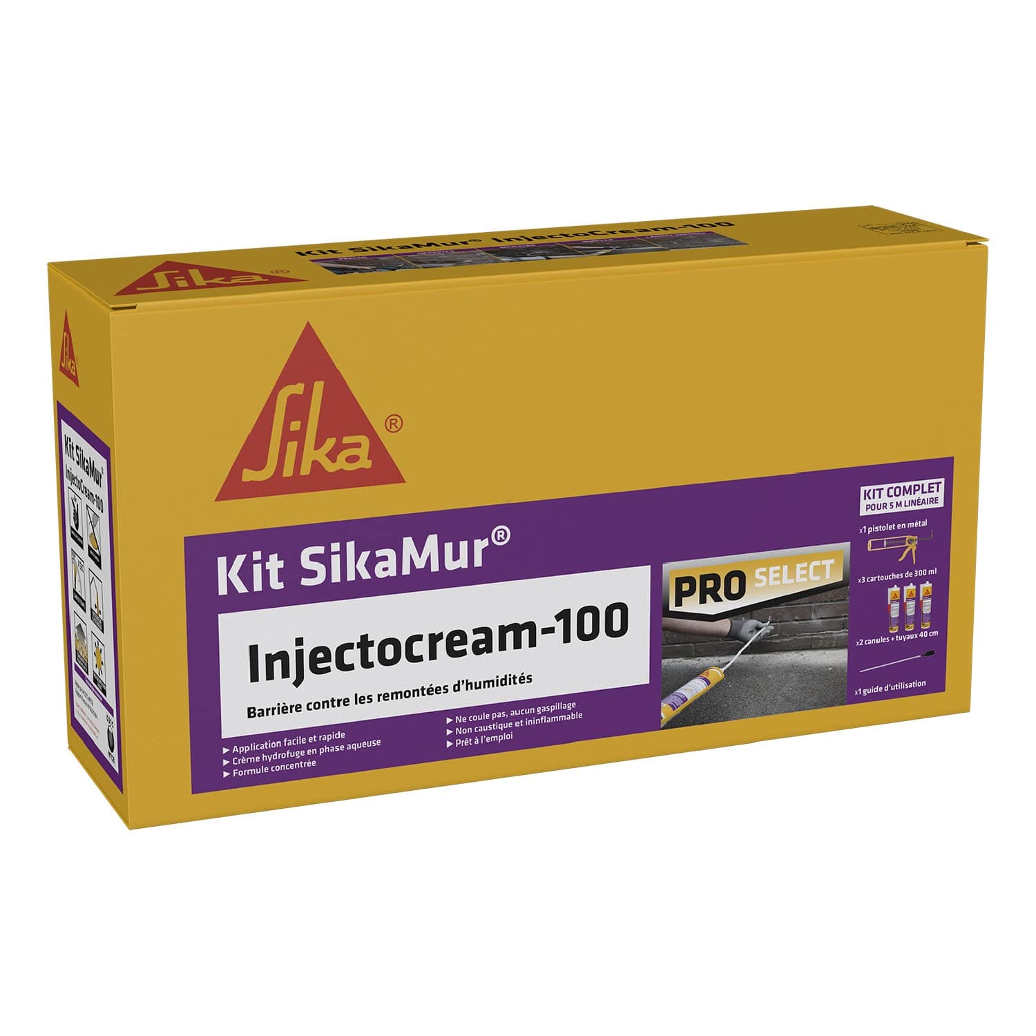 SIKA - Kit Traitement contre les Remontées Capillaires/Remontées d'Humidité dans les Murs - SikaMur InjectoCream 100 Blanc 5m linéaire - Intérieur et Extérieur - Anti-moisissures