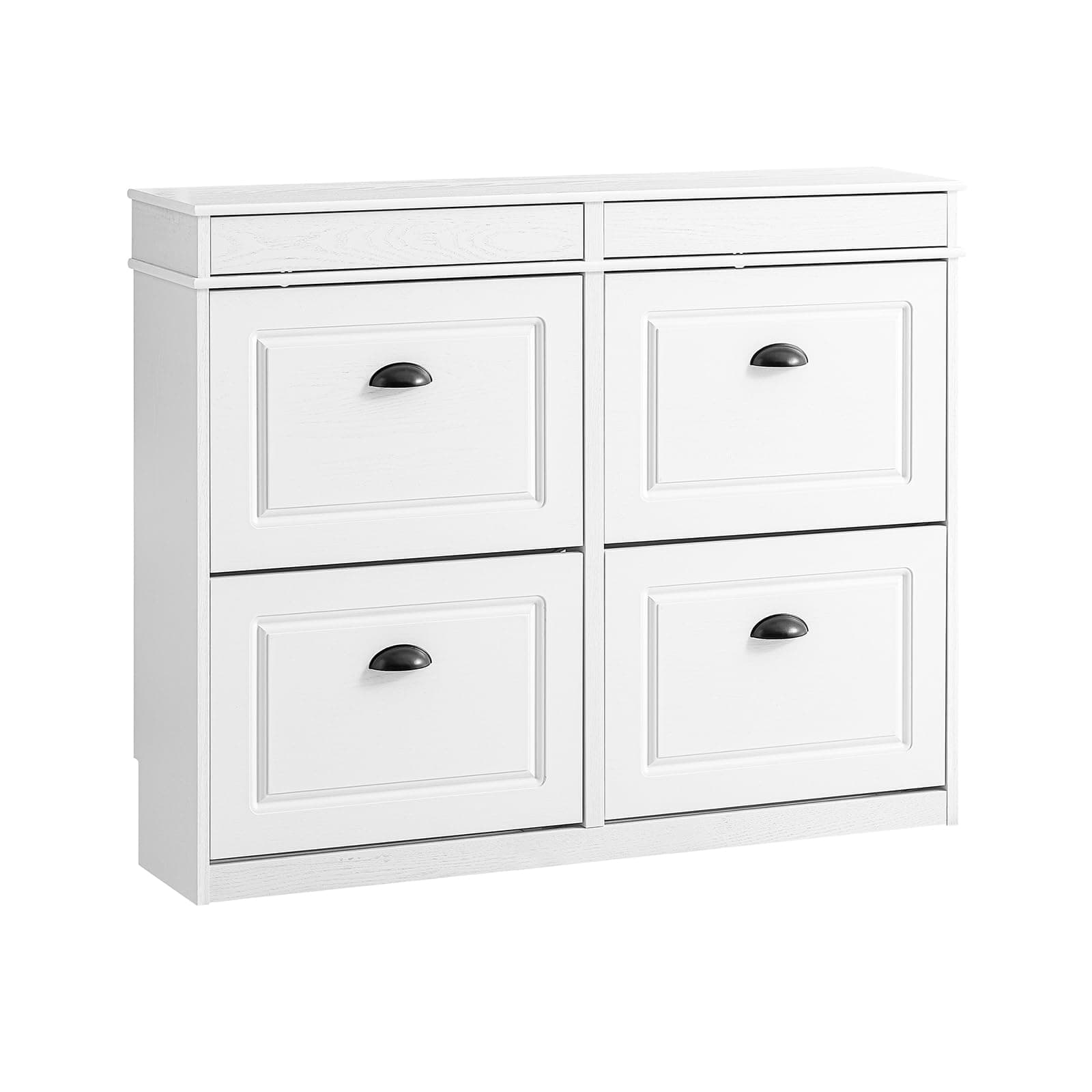 SoBuy Meuble Chaussure Entrée Blanc Bois Vintage, Meuble Chaussure avec Tiroir, Rangement Chaussures avec Portes Rabattables, Meuble d'Entrée Étroit 24 cm, Design Moderne 105x24x85 cm, FSR79-WG