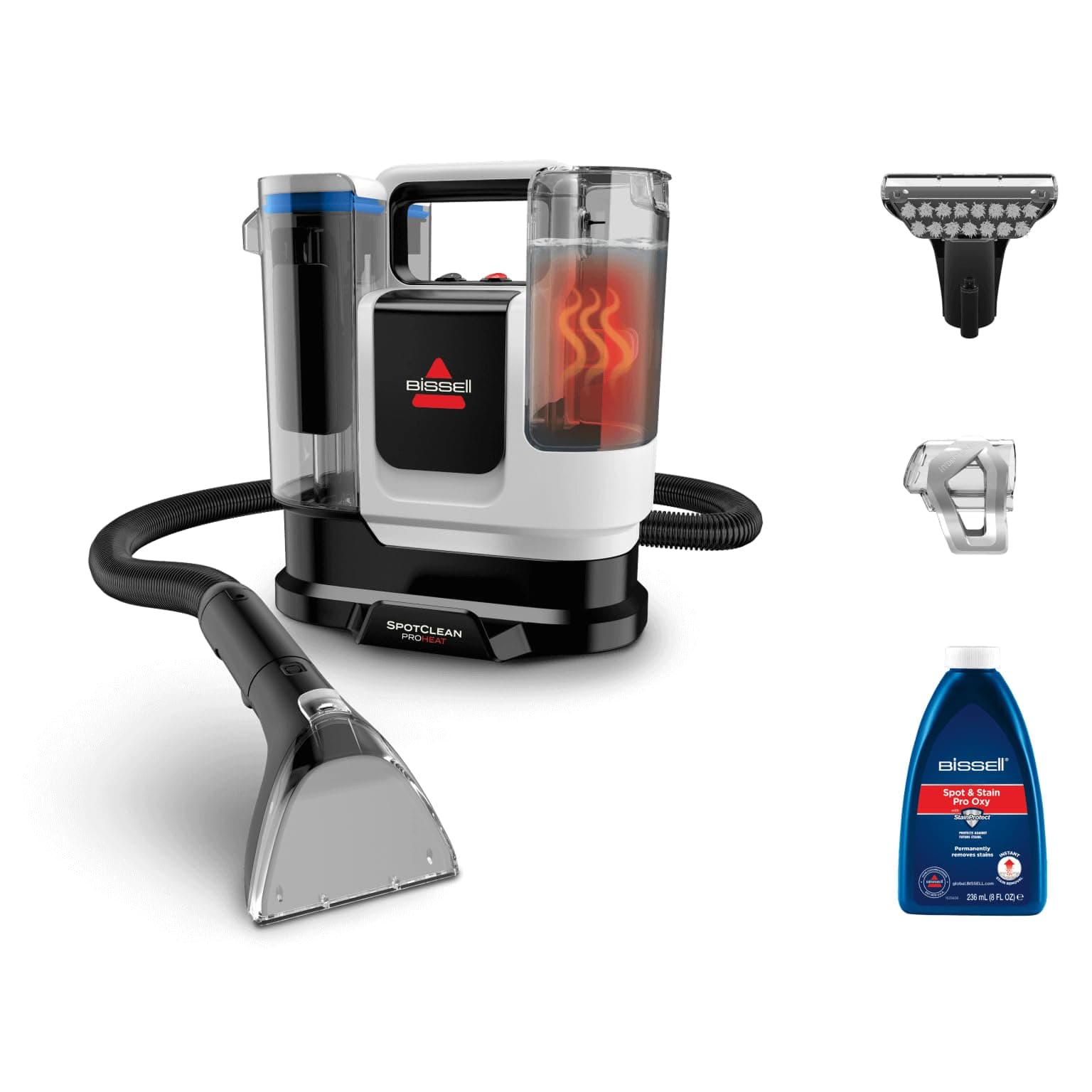 BISSELL SpotClean ProHeat Advanced, Shampouineuse, Shampouineuse Canapé Compact Multi-surfaces, Nettoyeur Canapé Tissu Moteur 1125W, Triple Nettoyage taches tenaces, Filaire, 3924N