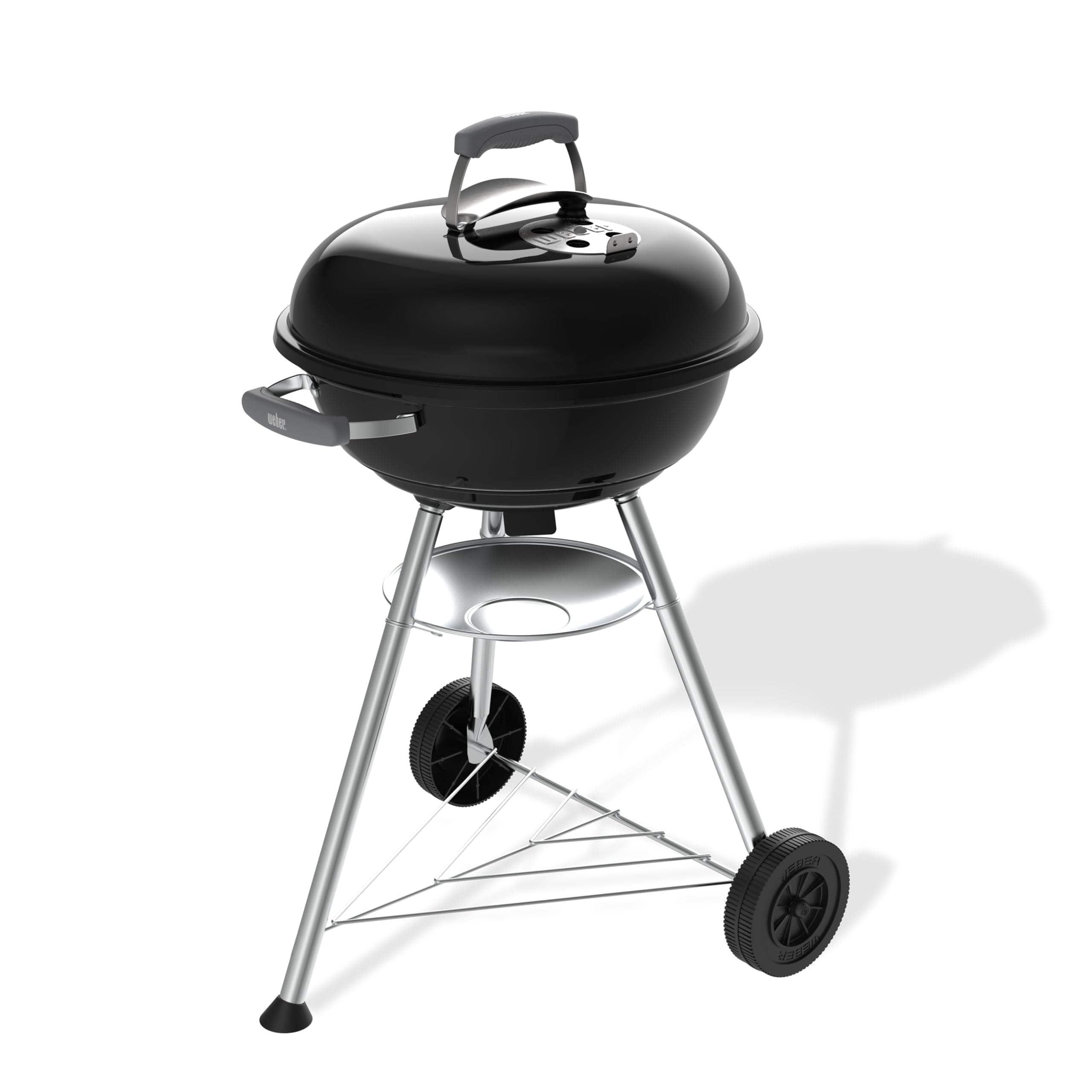 Weber Compact Kettle barbecue à charbon (version 2026) / trépied avec roulettes, conception résistante à la chaleur et à la corrosion, grille chromée à trois niveaux, 47 cm, noir
