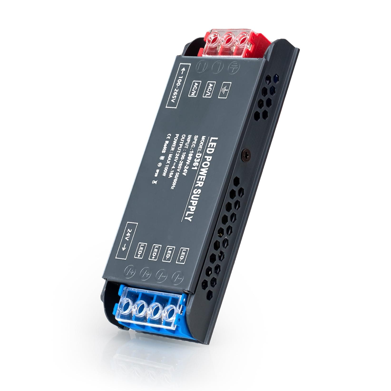 BRIMETI Transformateur 220V 24V LED Driver 100W Ultra Mince Transfo 4,16A Adaptateur Alimentation, 220V AC à 24V DC Convertisseur, d'alimentation Basse Tension Transfo LED de Tension Constante