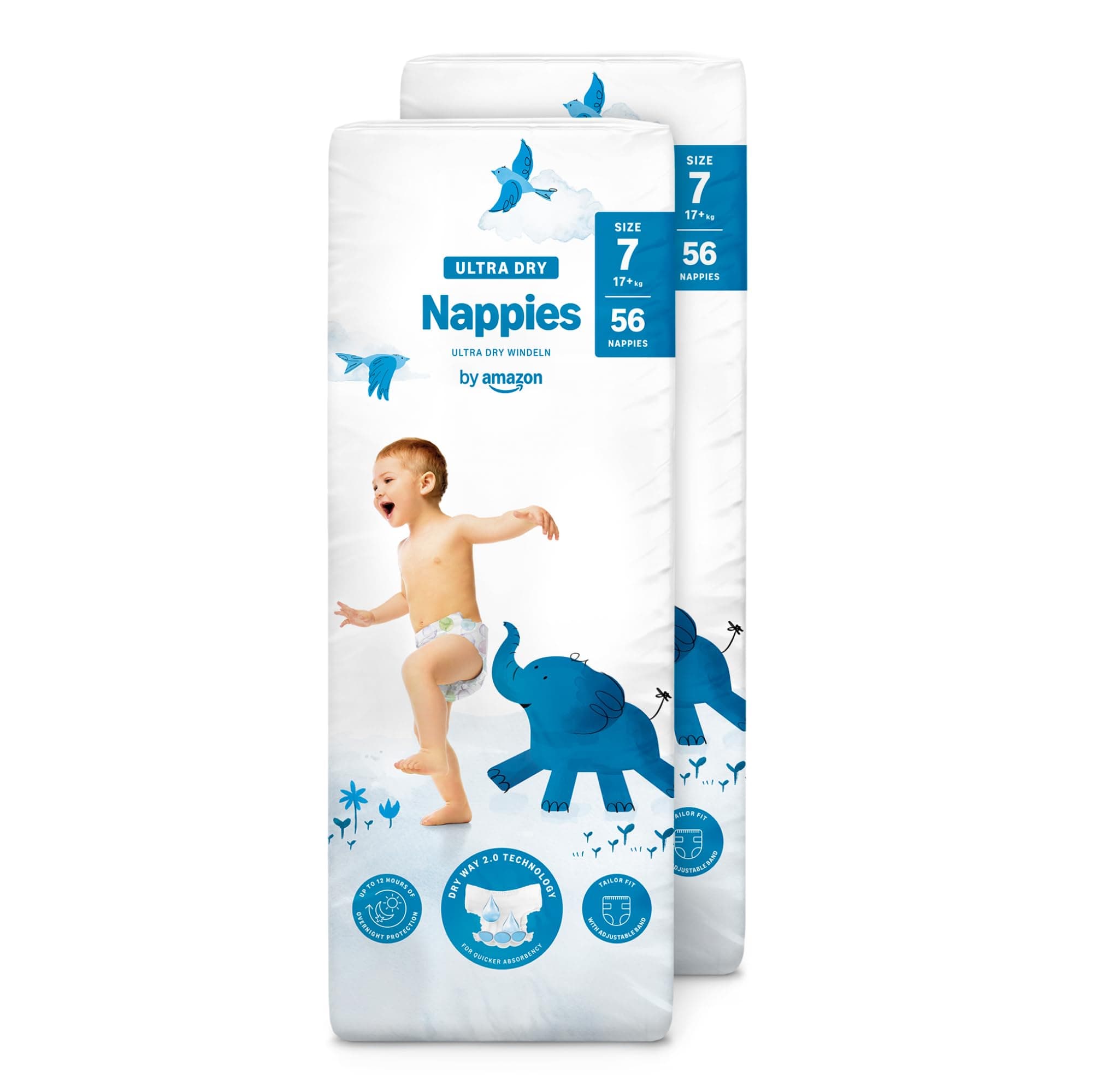 By Amazon Pañales Ultrasecos, Talla 7 (más de 17kg), 112 Pañales (2 Paquetes de 56) (Anteriormente una marca Mama Bear brand, el mismo producto)