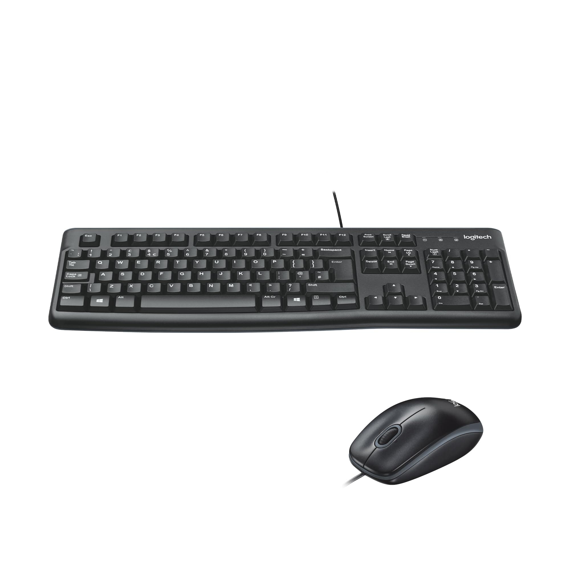 Logitech MK120 Combo con Teclado y Ratón con Cable para Windows, Ratón Óptico con Cable, Teclado de Tamaño Completo, USB Plug-and-Play, Compatible con PC y Portátil, Disposición QWERTY Español - Negro