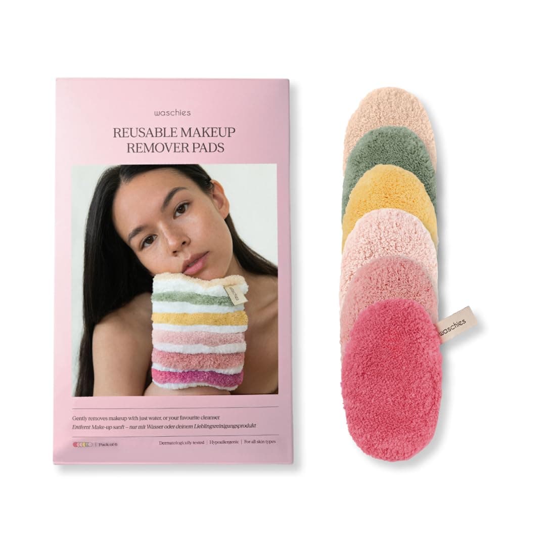 Waschies Abschminkpads/Waschpads - 6er-Set Bunt(Blumig) – sanfte Gesichtsreinigung - waschbar, wiederverwendbar & hypoallergen - Alle Hauttypen – Alternative zu Wattepads & Abschminktüchern