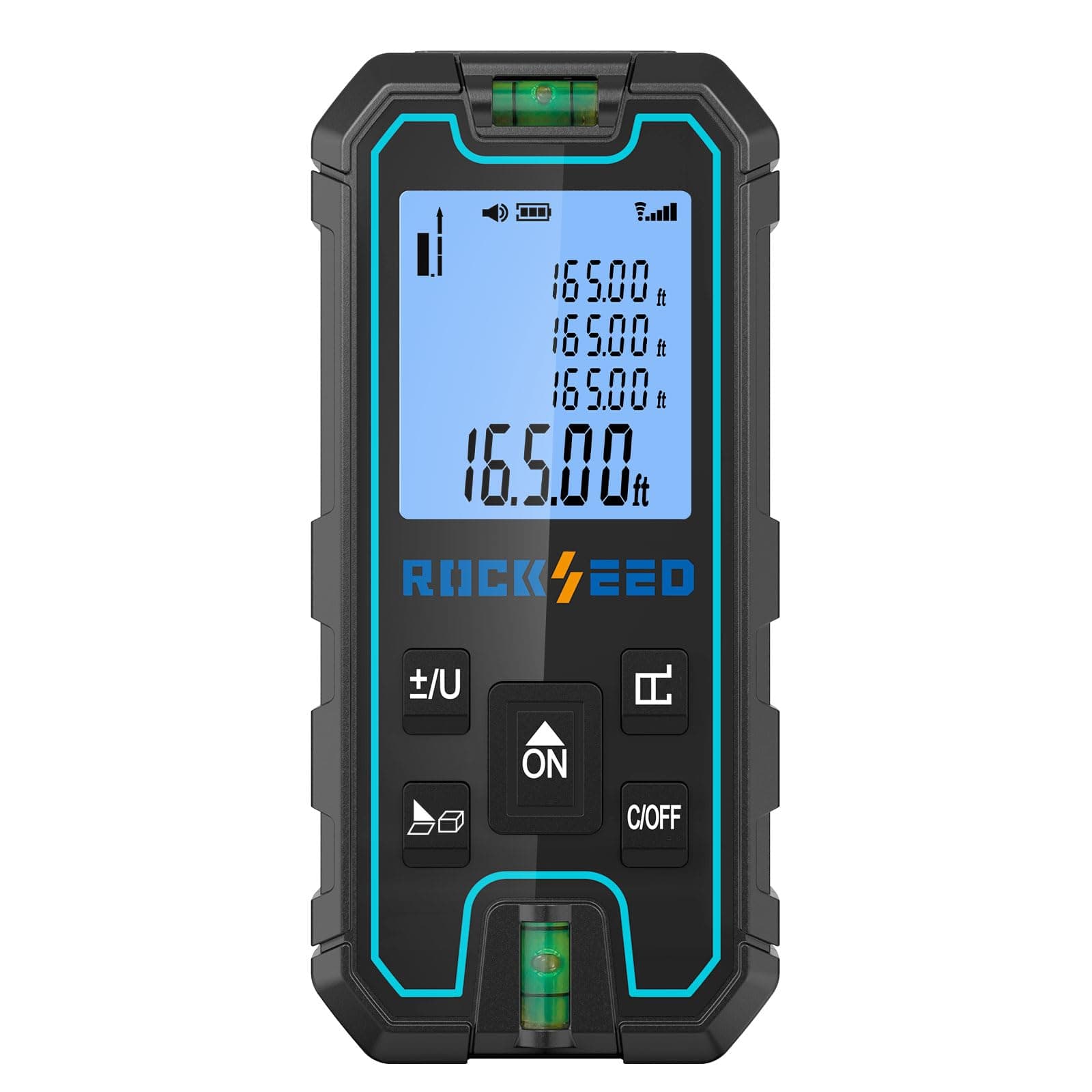 Télémètre Laser 50 m, RockSeed Portable Metre Laser, Télémètre Laser Numérique avec 2 Niveaux à Bulle, Metre Laser avec 5 Unités Conversion.