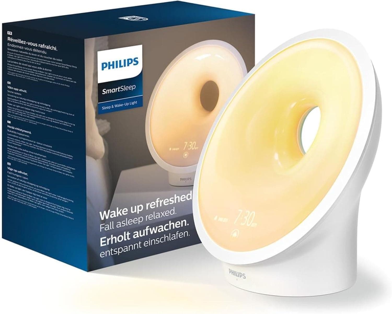 Philips Wake-up Light HF3651/01 Despertador de luz natural, múltiples luces y sonidos, luz de medianoche y radio FM, con cargador móvil, Plástico, Blanco, 12 x 19 x 19 cm, 1 kilogramo