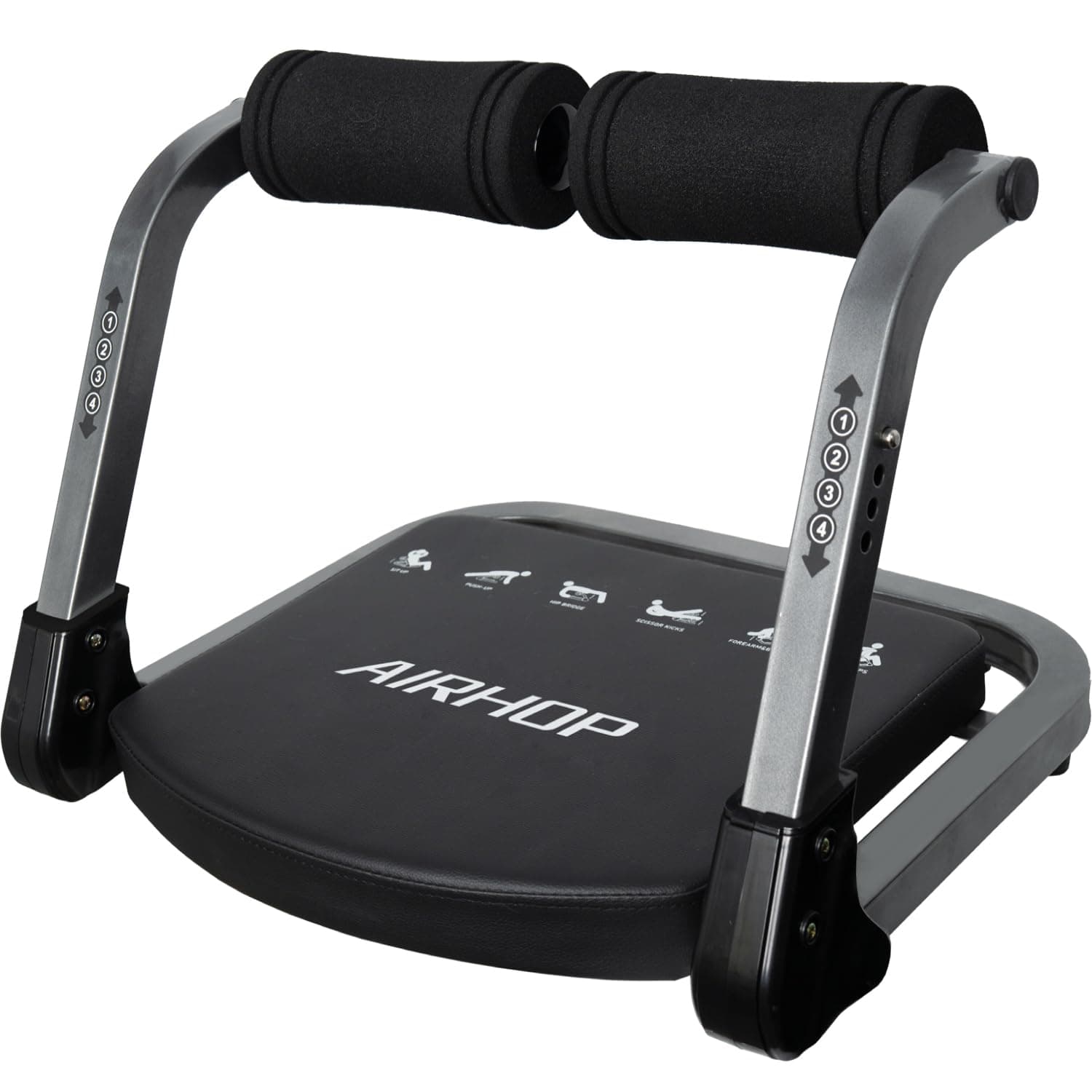 AIRHOP Máquina de abdominales, equipo de ejercicio para abdominales, equipo de ejercicio abdominal con 3 resistencias ajustables y rebote automático, máquina de entrenamiento abdominal ajustable para